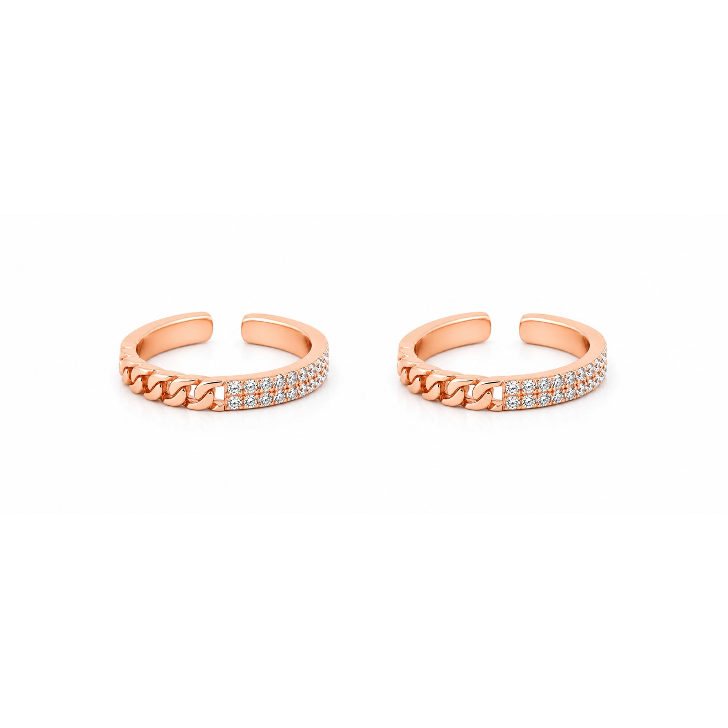 Dual Harmony Cuban Link Rose Gold Adjustable Toe Rings