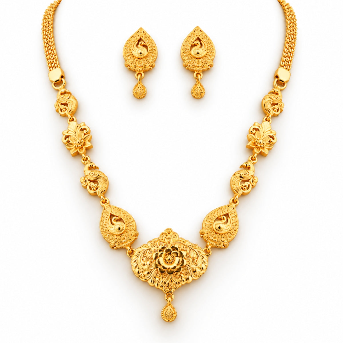 Royal Mayura Heritage 925 Silver Necklace Set