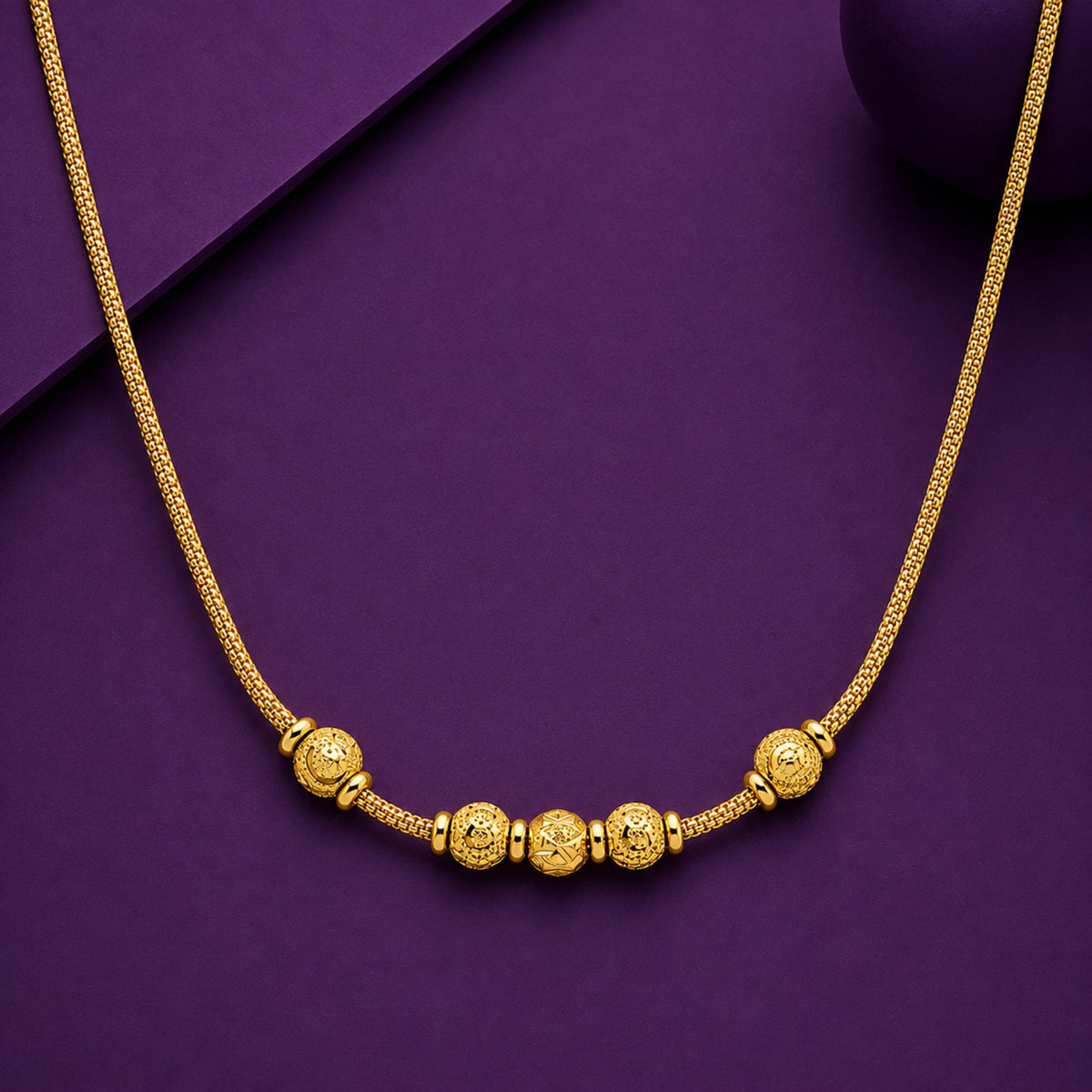 The Pancha Mani 925 Sterling Silver Five-Bead Mugappu Chain