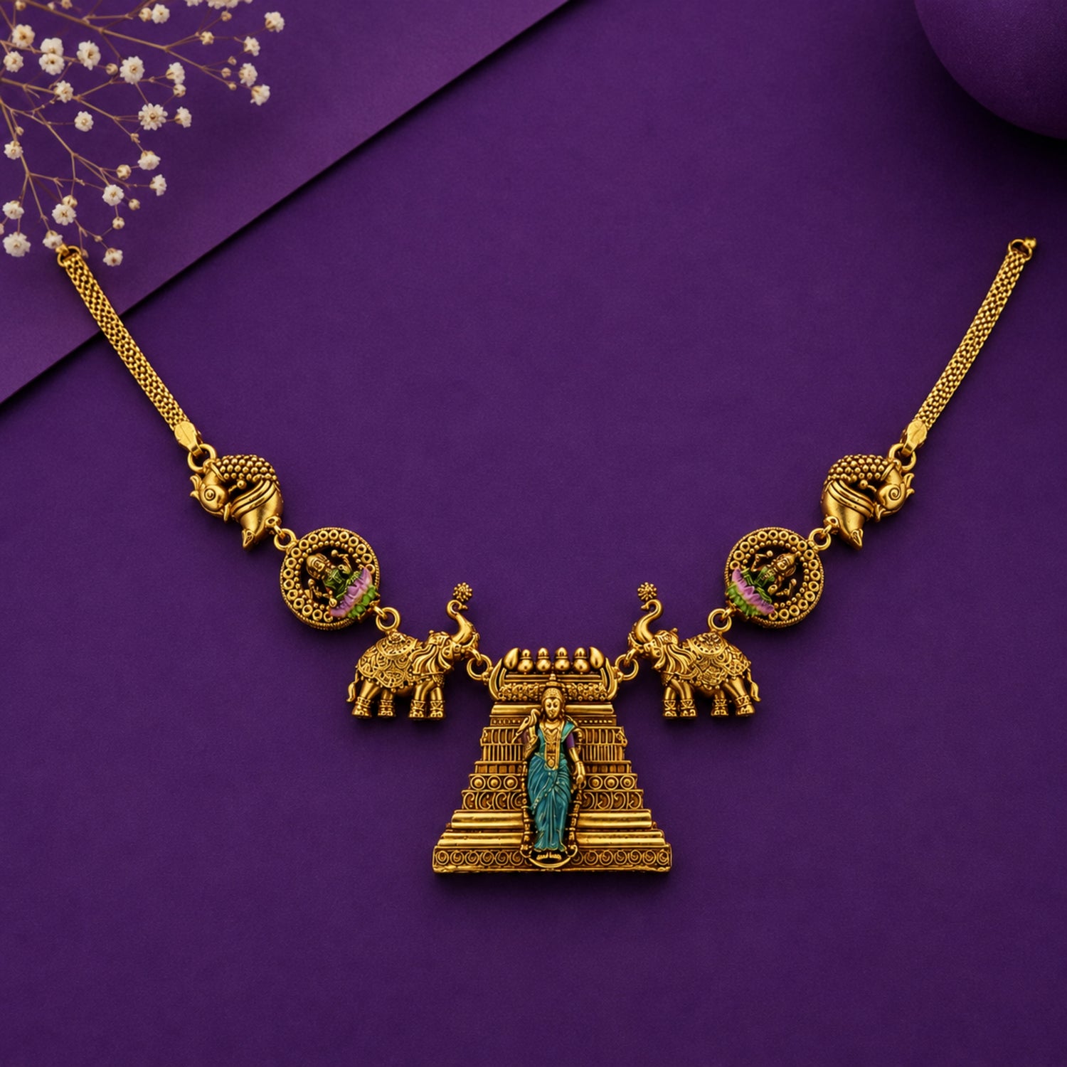 The Gopuram Gaja Heritage Silver Choker