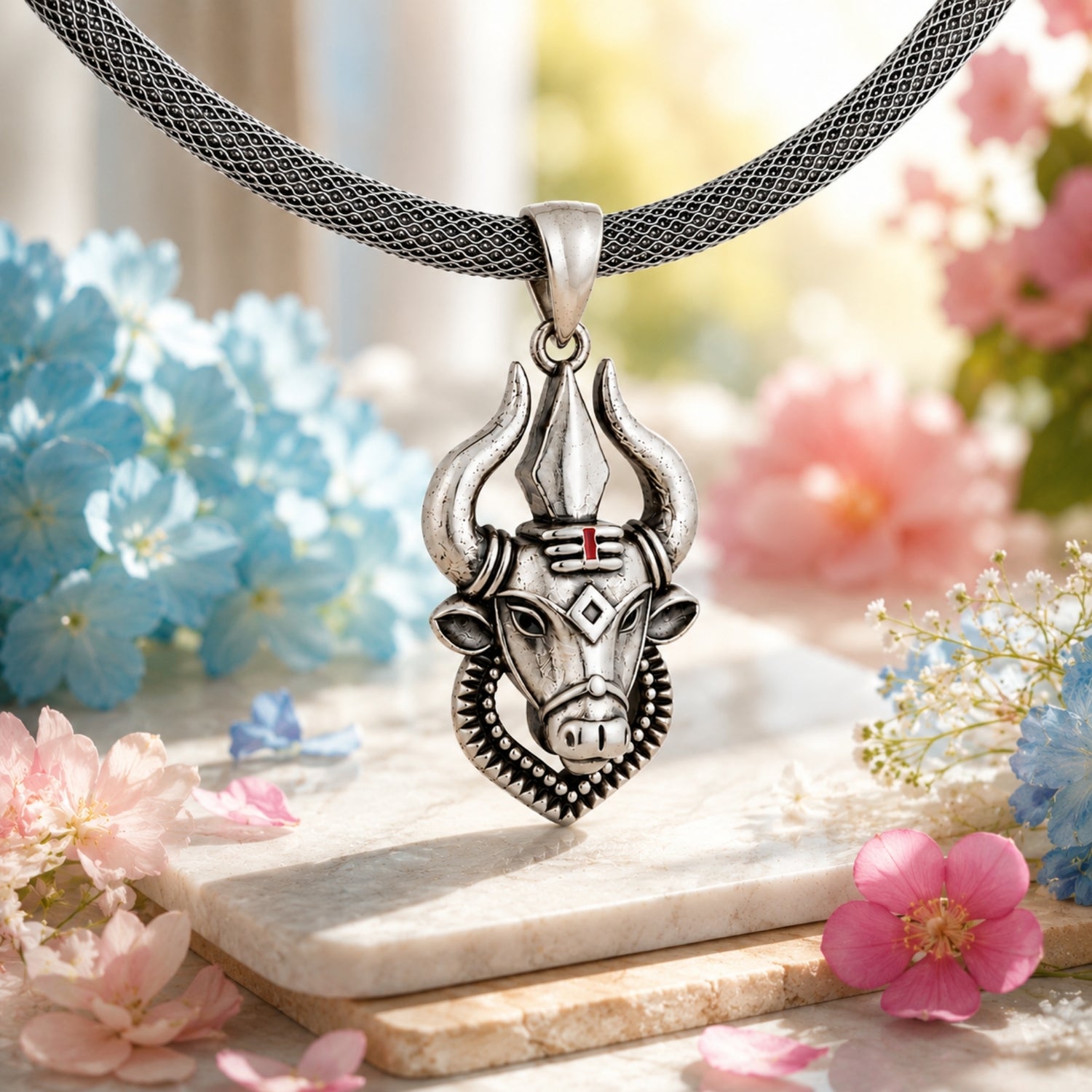 The Sacred Nandi Trishul 925 Sterling Silver Pendant