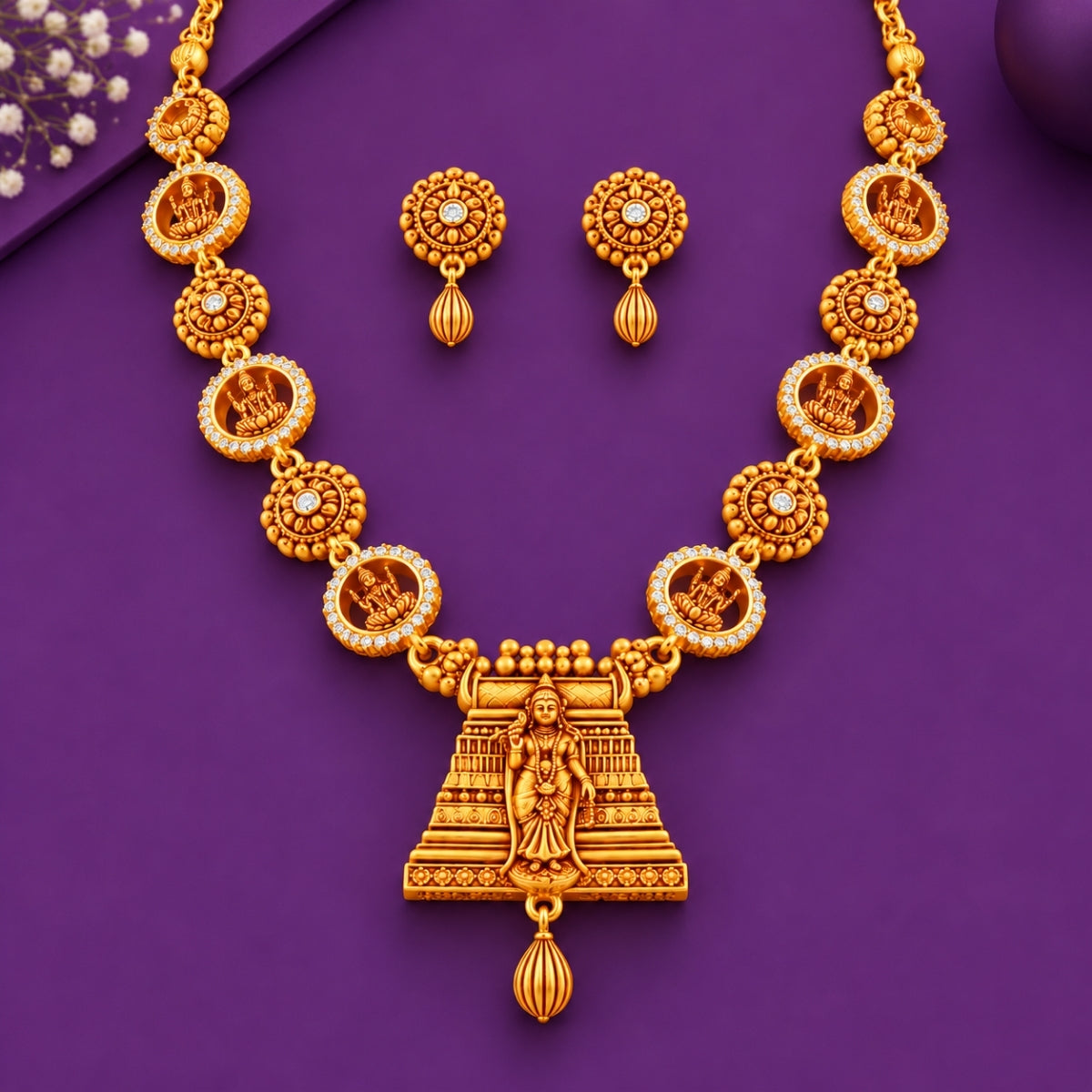 The Madurai Meenakshi Amman Shringara 925 Silver Gold-Plated Temple Set