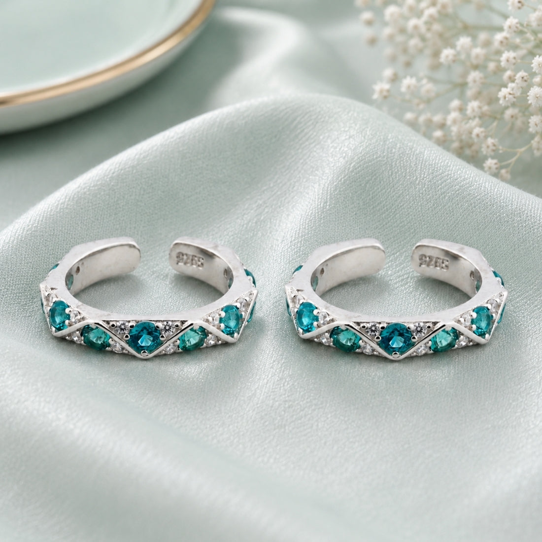 Azure Lattice Adjustable Silver Toe Rings