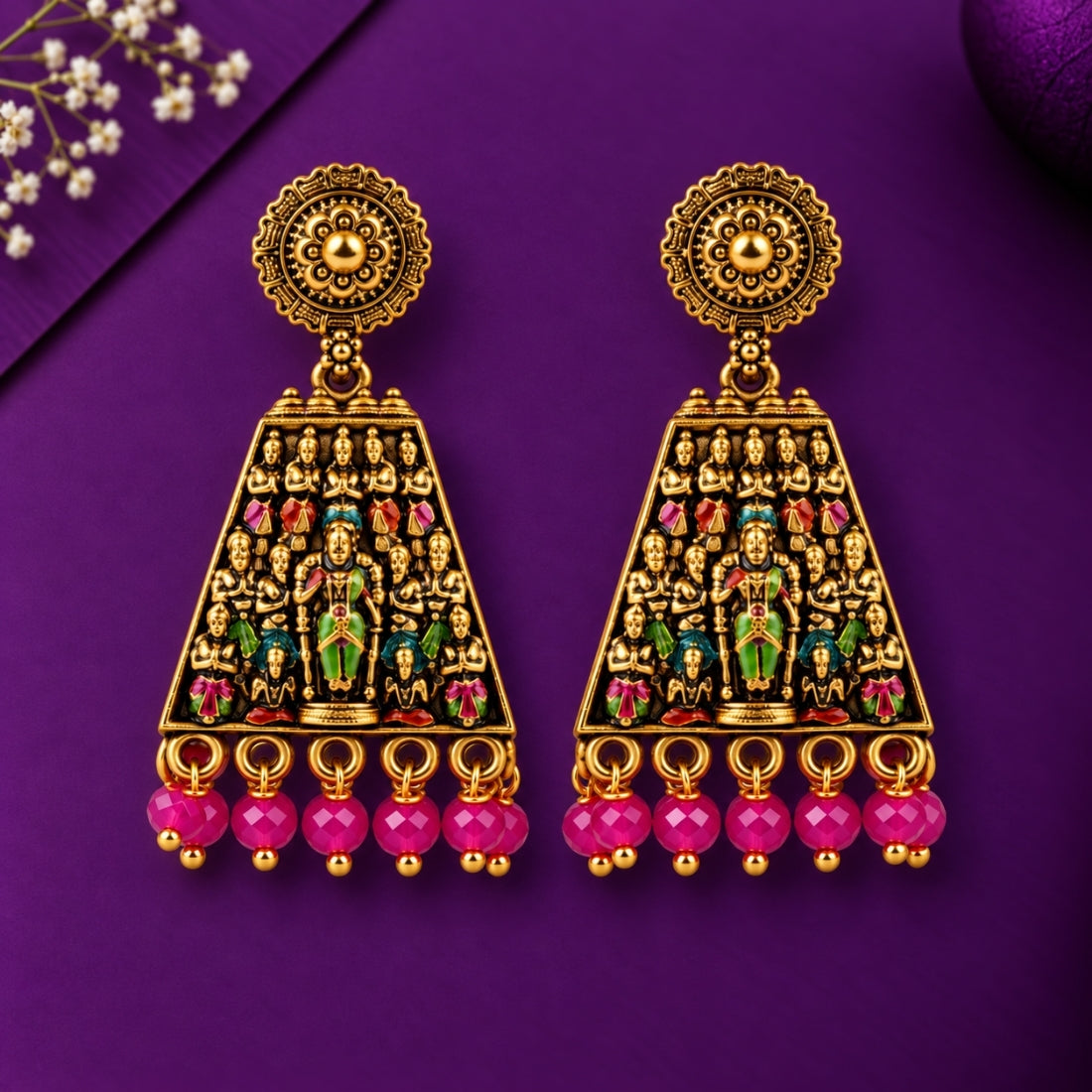 Vedic Gopuram Shakti Darbar Antique Jhumkas