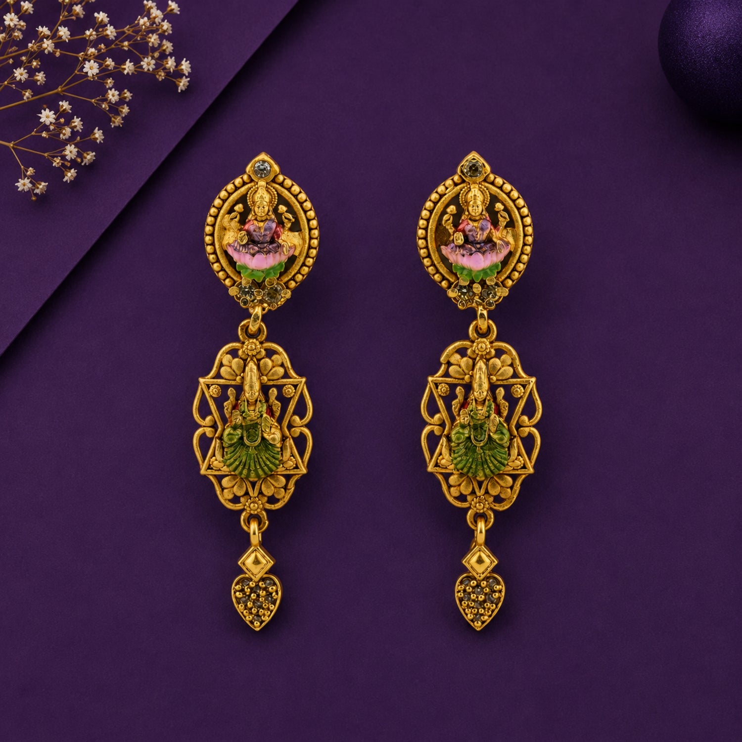 The Mayura Lakshmi Divine Heritage Drops (Gold-Plated 925 Sterling Silver)