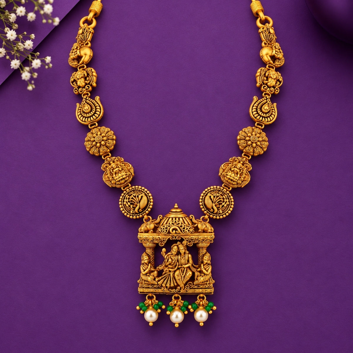 The Radha Krishna Mandapam Nakshi 925 Silver Necklace
