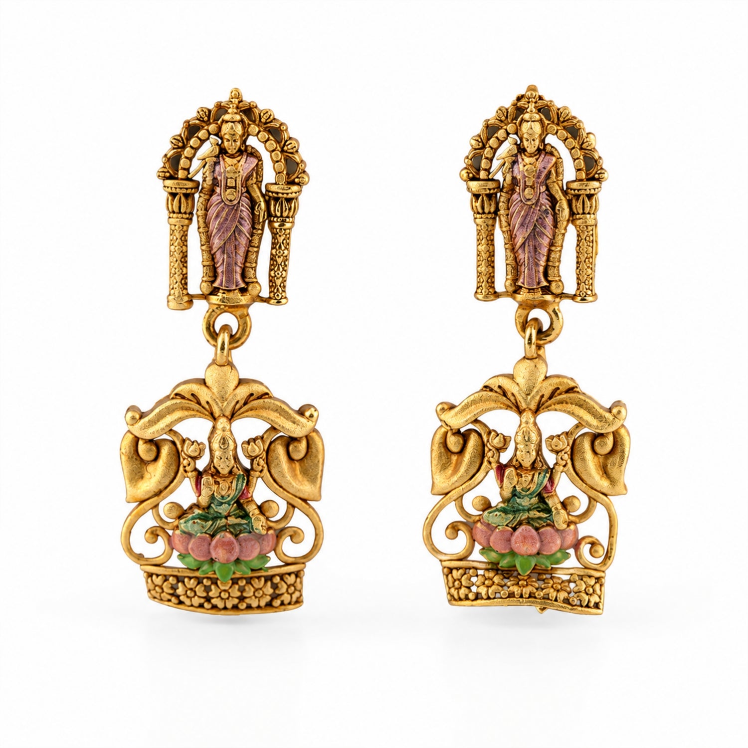 The Gajalakshmi Mandapam Heritage Drops (Gold-Plated 925 Sterling Silver)