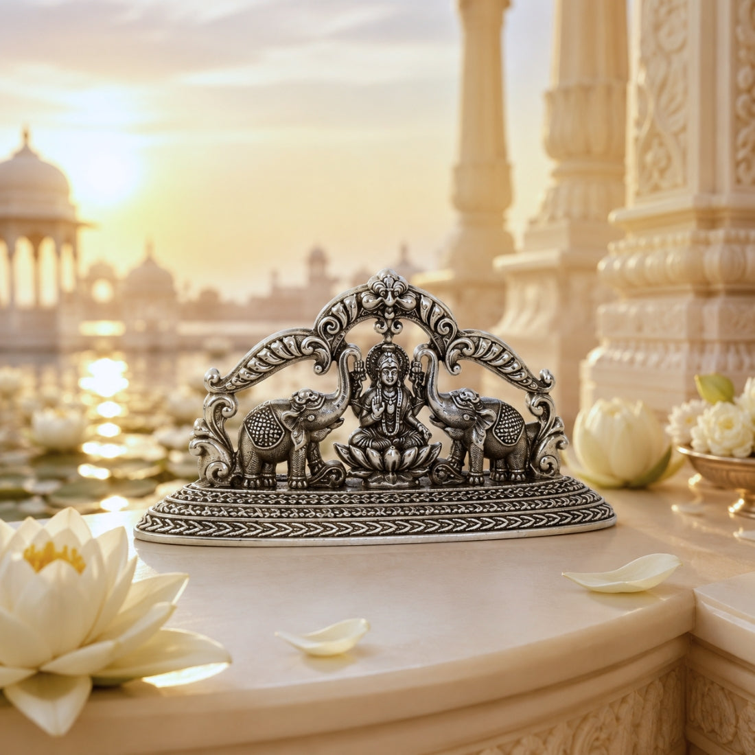 The Gaja Lakshmi Vaibhav Prabhavali 925 Silver Idol