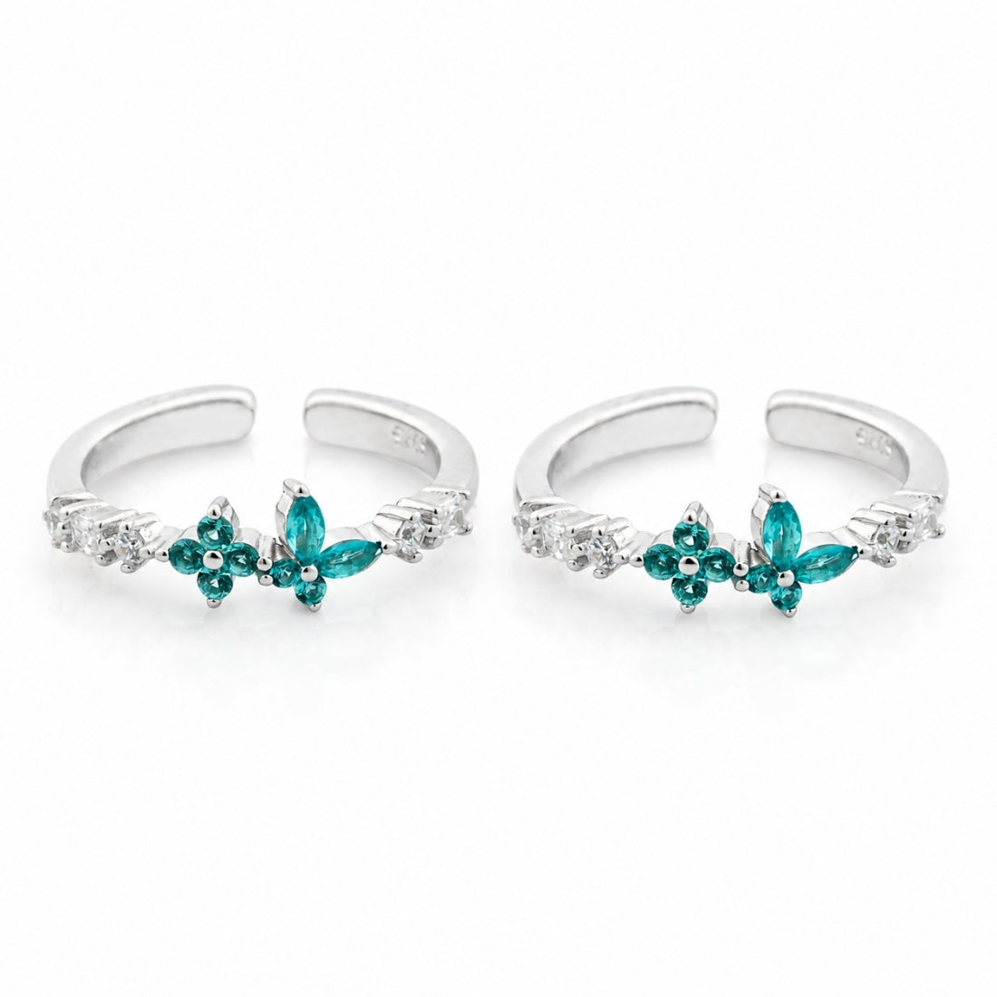 Ocean Breeze Butterfly Silver Toe Rings