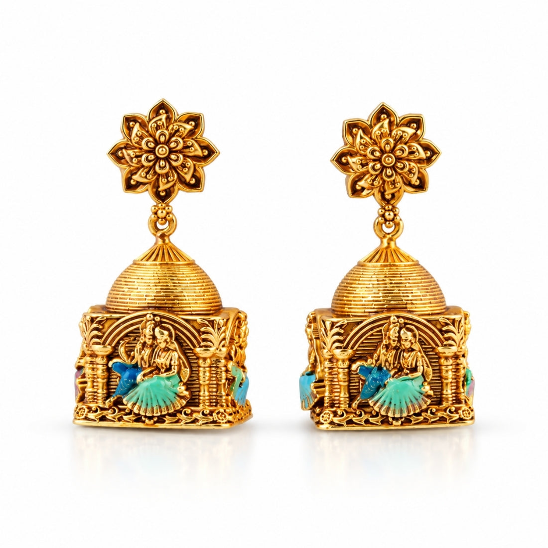 The Radha Krishna Mandapam Meenakari Jhumkas