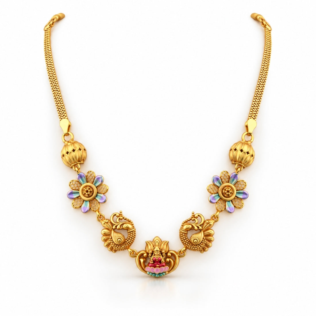 The Sacred Lotus & Pastel Mayur Necklace
