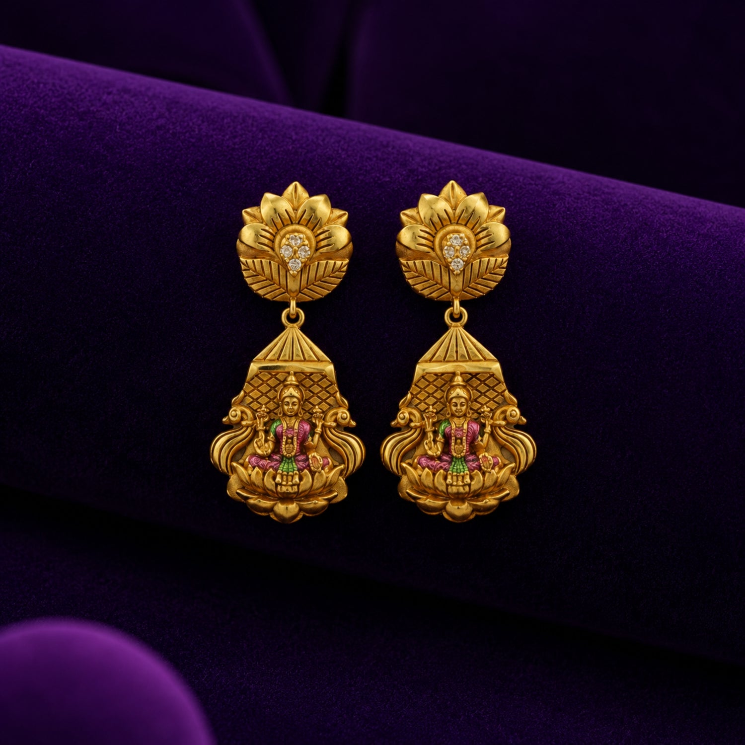 The Gajalakshmi Prabhavali Gold Polish 925 Silver Jhumka