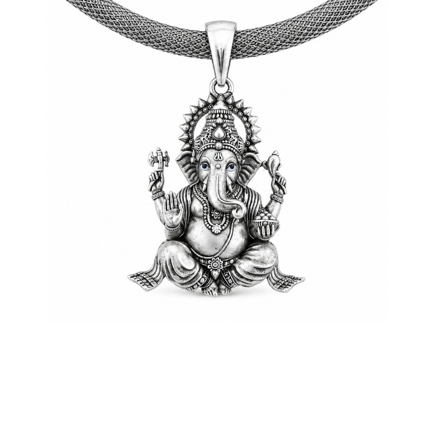 The 925 Sterling Silver Vinayaka Antique Halo Pendant