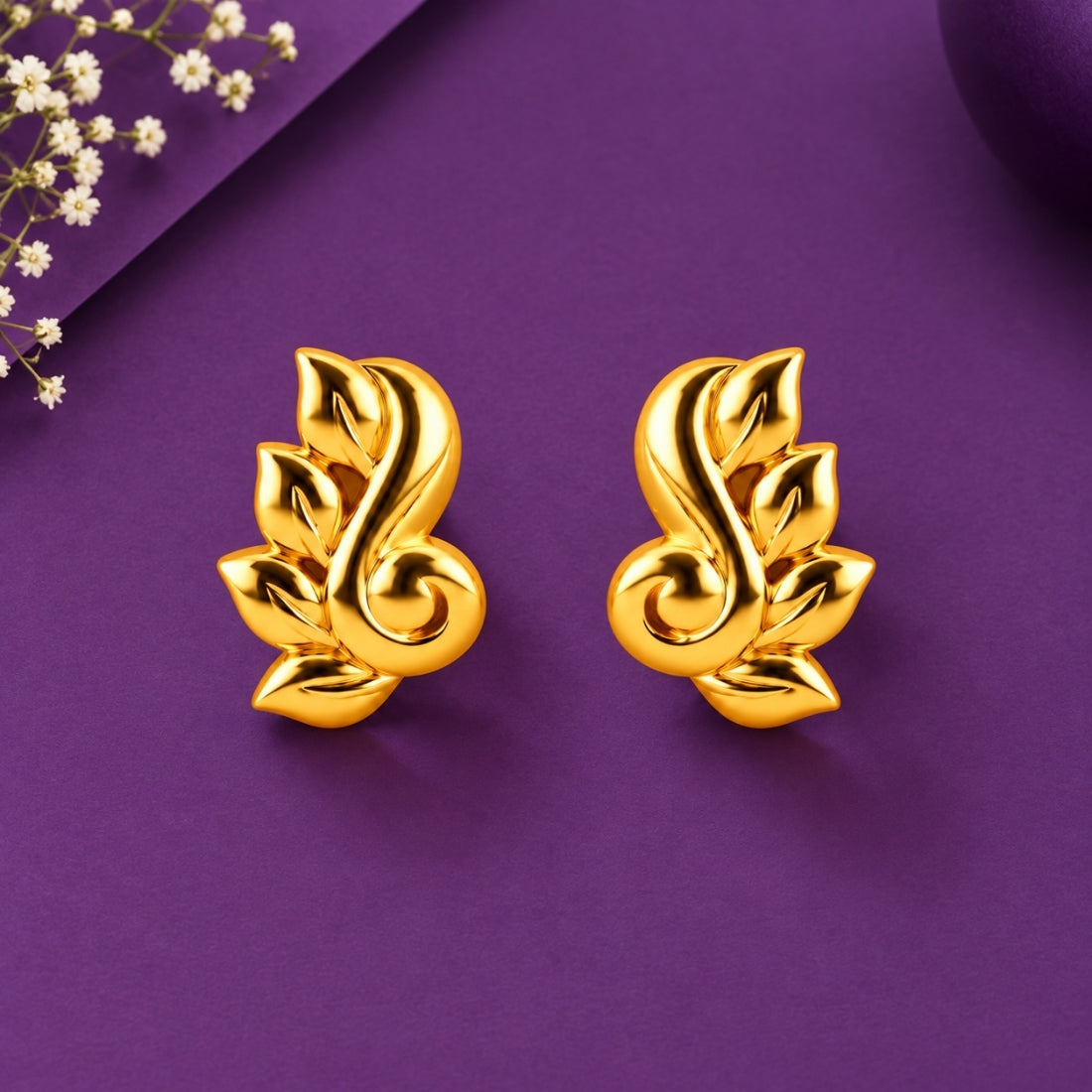Vasantika Vine 925 Sterling Silver Gold-Plated Leaf Cluster Stud Earrings