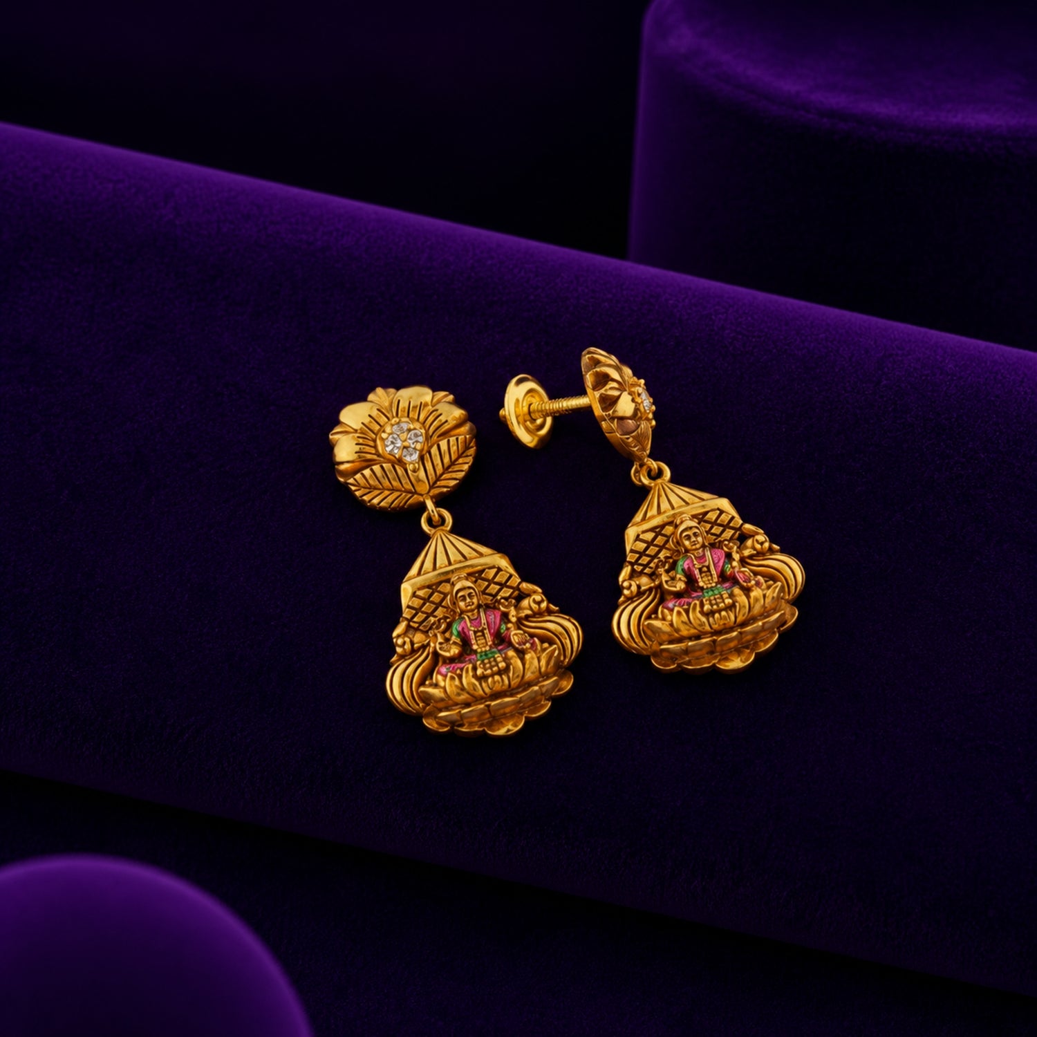 The Gajalakshmi Prabhavali Gold Polish 925 Silver Jhumka