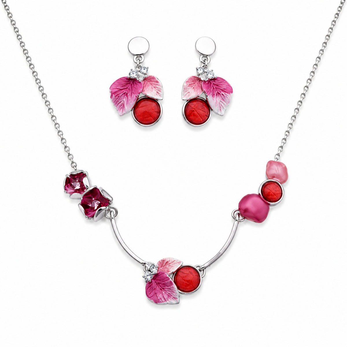Scarlet Mosaic & Asymmetrical Enamel Choker Set
