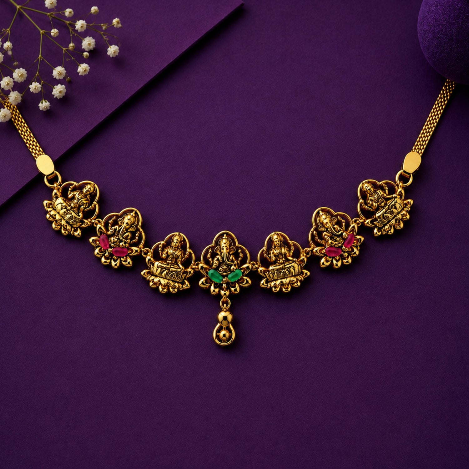 The Ashta Lakshmi Enamel Silver Choker
