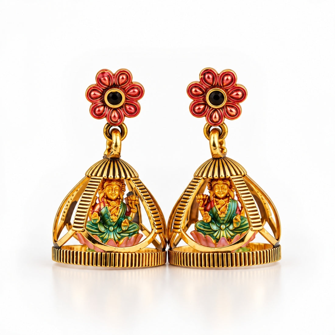 The Padma Lakshmi Coral Blossom Antique Jhumkas
