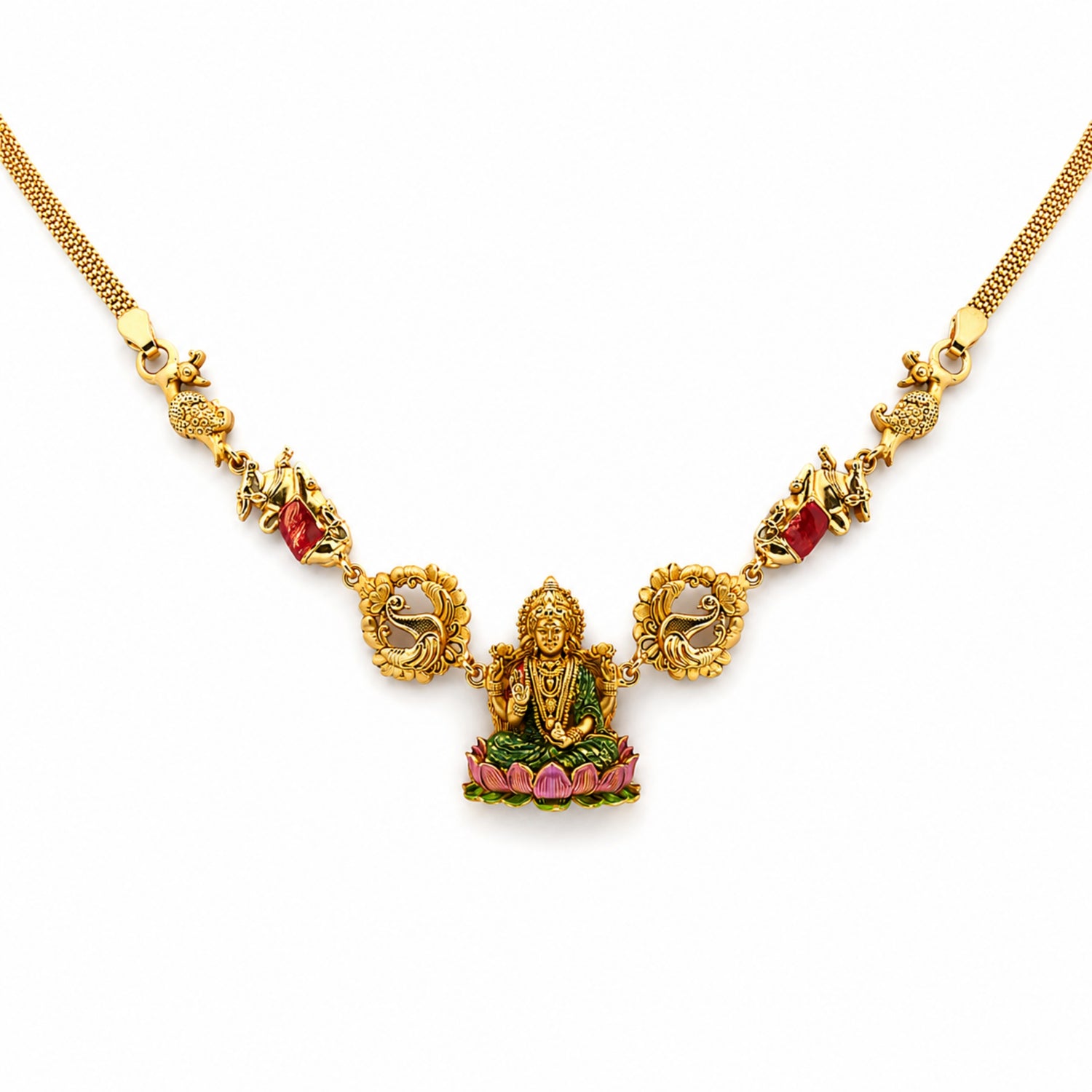 The Gaja Lakshmi Padmasana Silver Choker