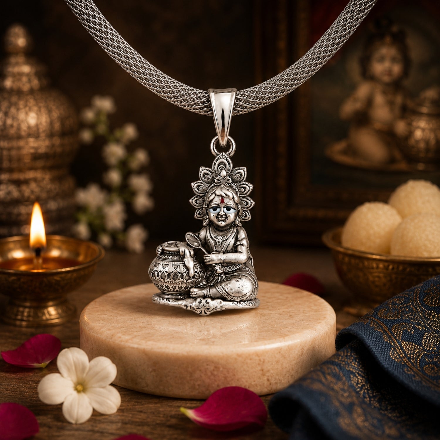 The Bala Krishna Makhan Chor 925 sterling silver pendant