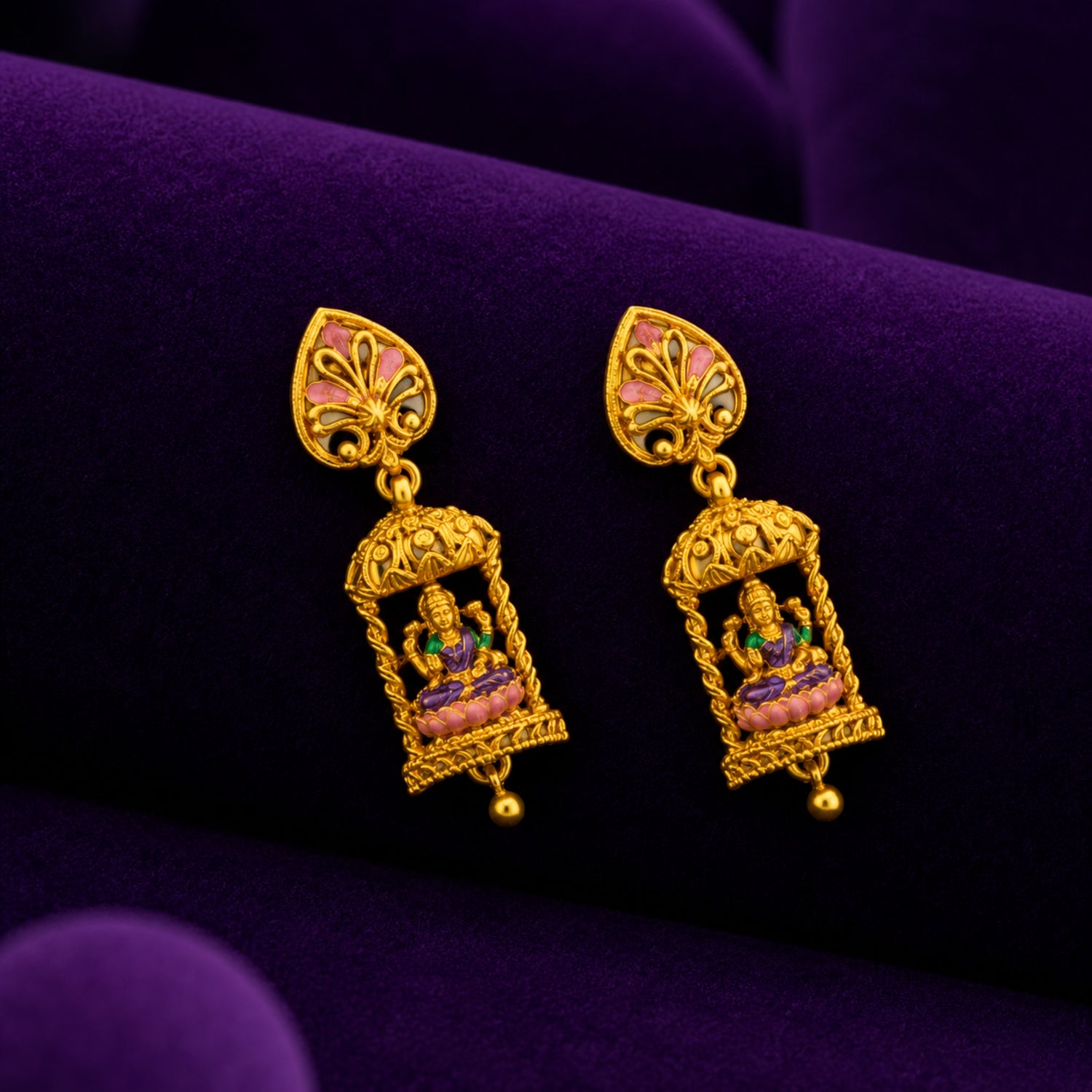 The Lakshmi Mandapam Filigree Gold Polish 925 Silver Jhumka