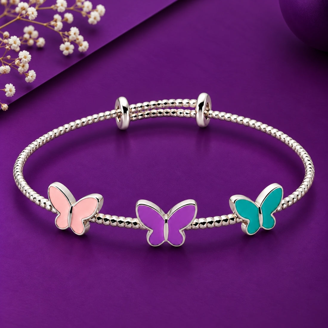 The Fluttering Butterflies Enamel 925 Silver Kada set