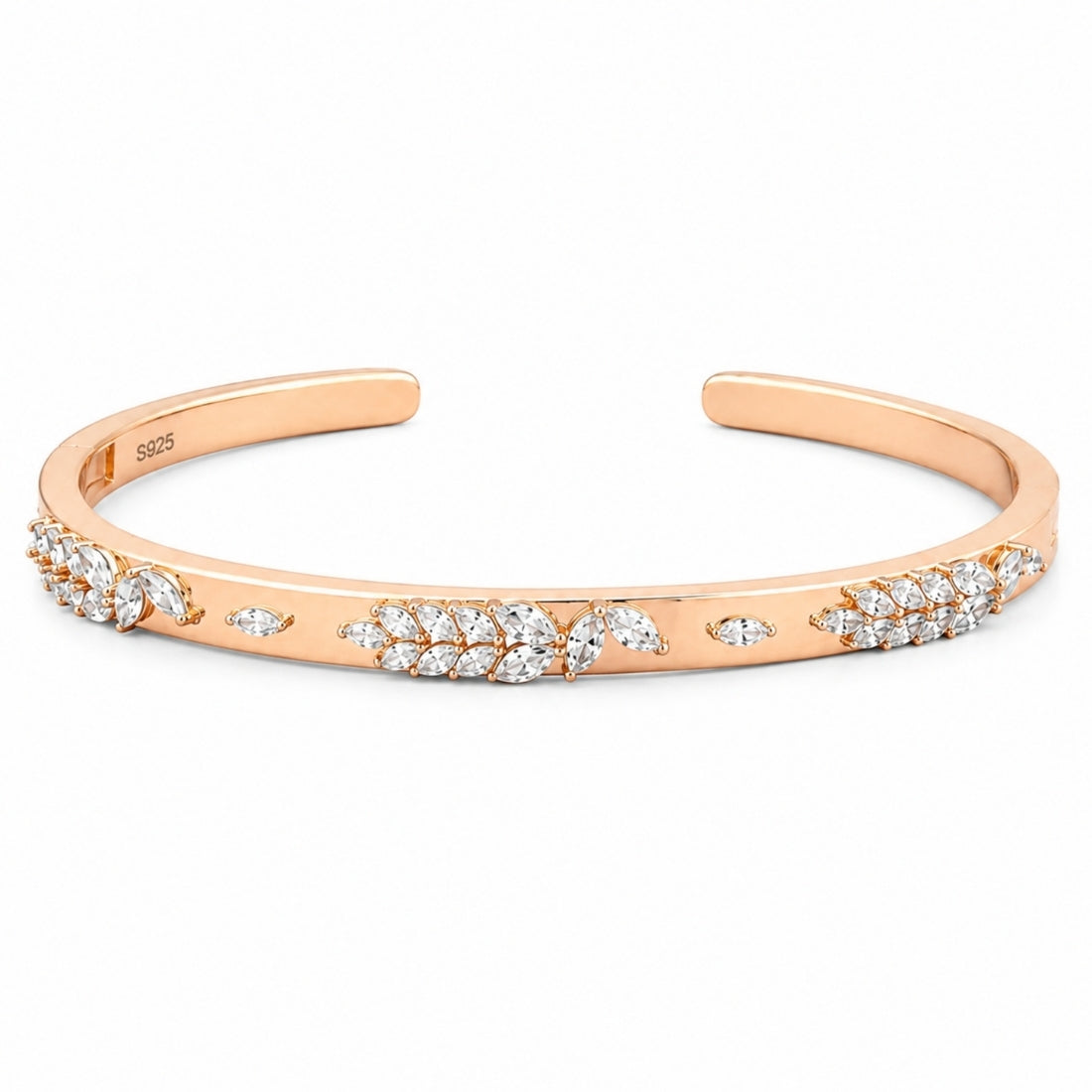 925 Rose Gold Plated Silver Shimmering Wheat Laurel Kada