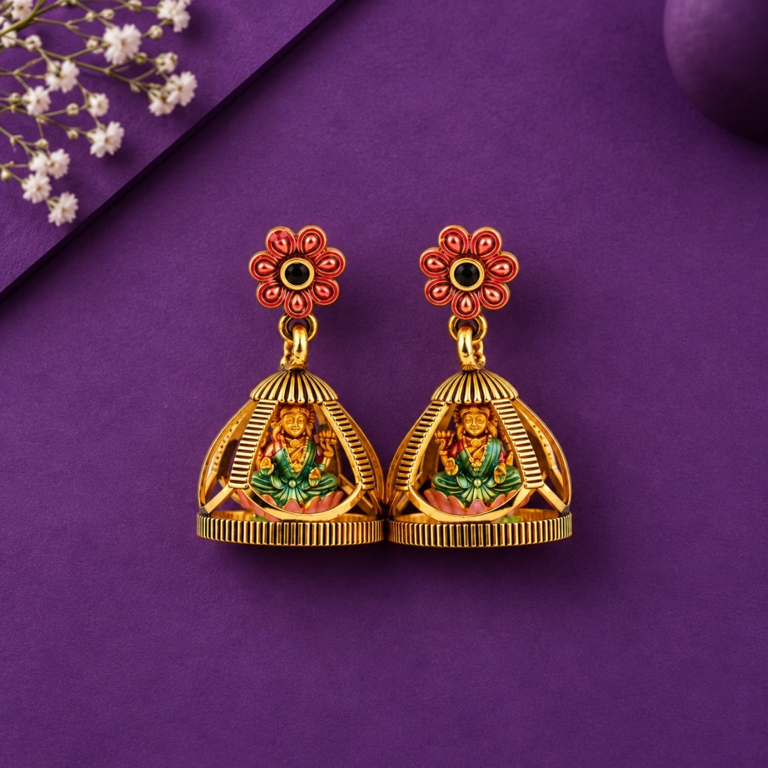 The Padma Lakshmi Coral Blossom Antique Jhumkas
