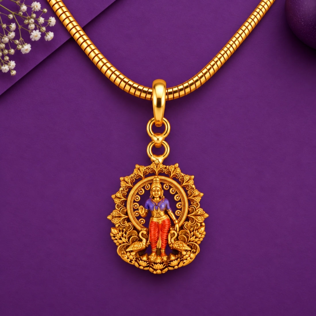 The Andal Hamsa 925 Silver Gold Plated Medallion Pendant