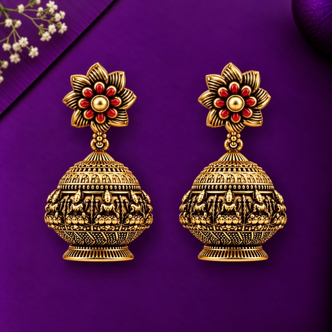Vedic Nirvana Blossom Antique Jhumkas