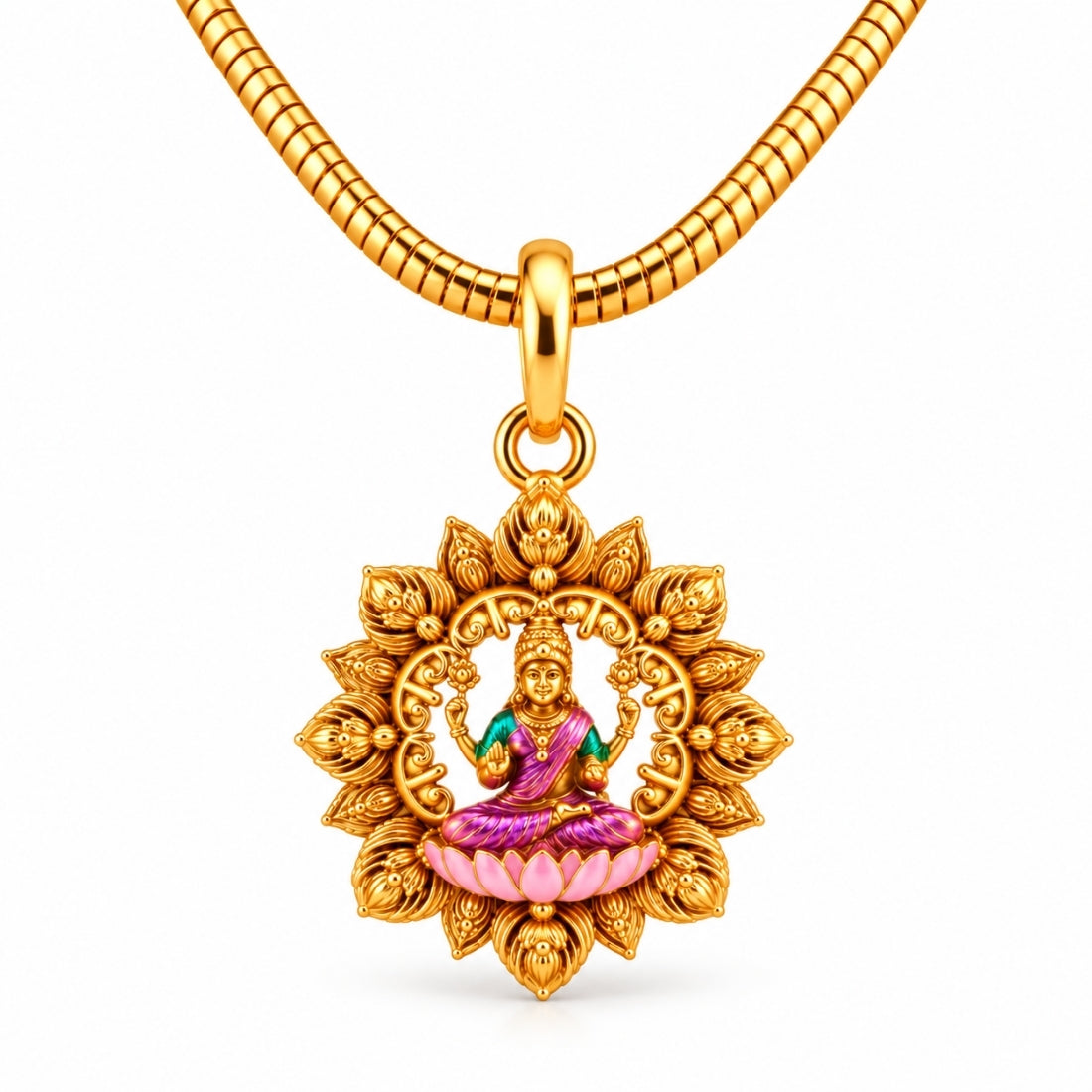 The Lakshmi Kamal-Medallion 925 Silver Gold Plated Pendant