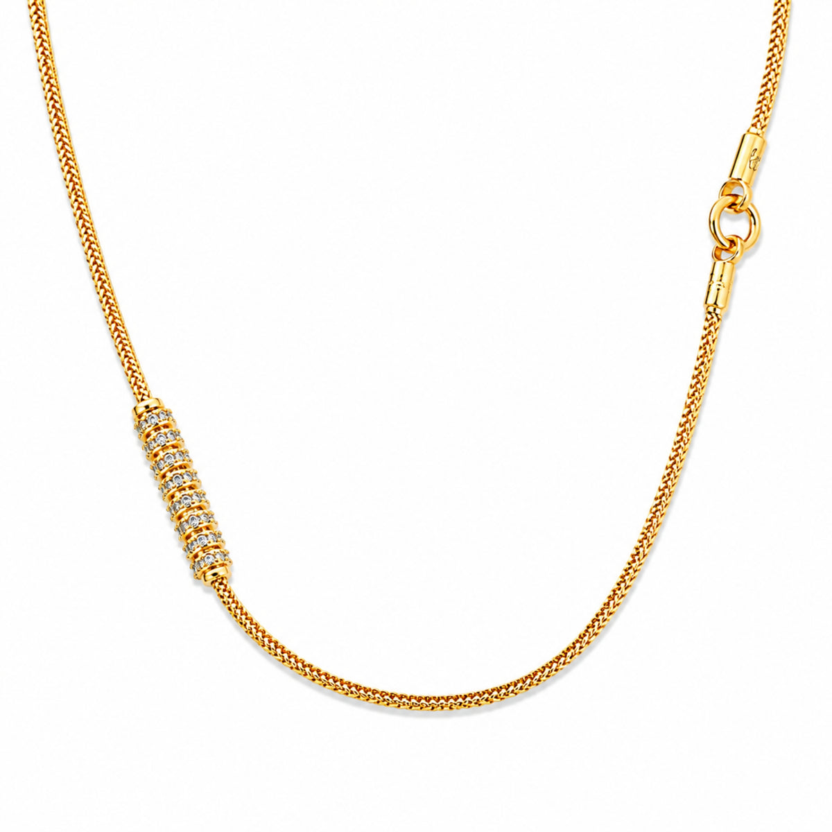 The Ananya Pavé Barrel 925 Sterling Silver Mugappu Chain