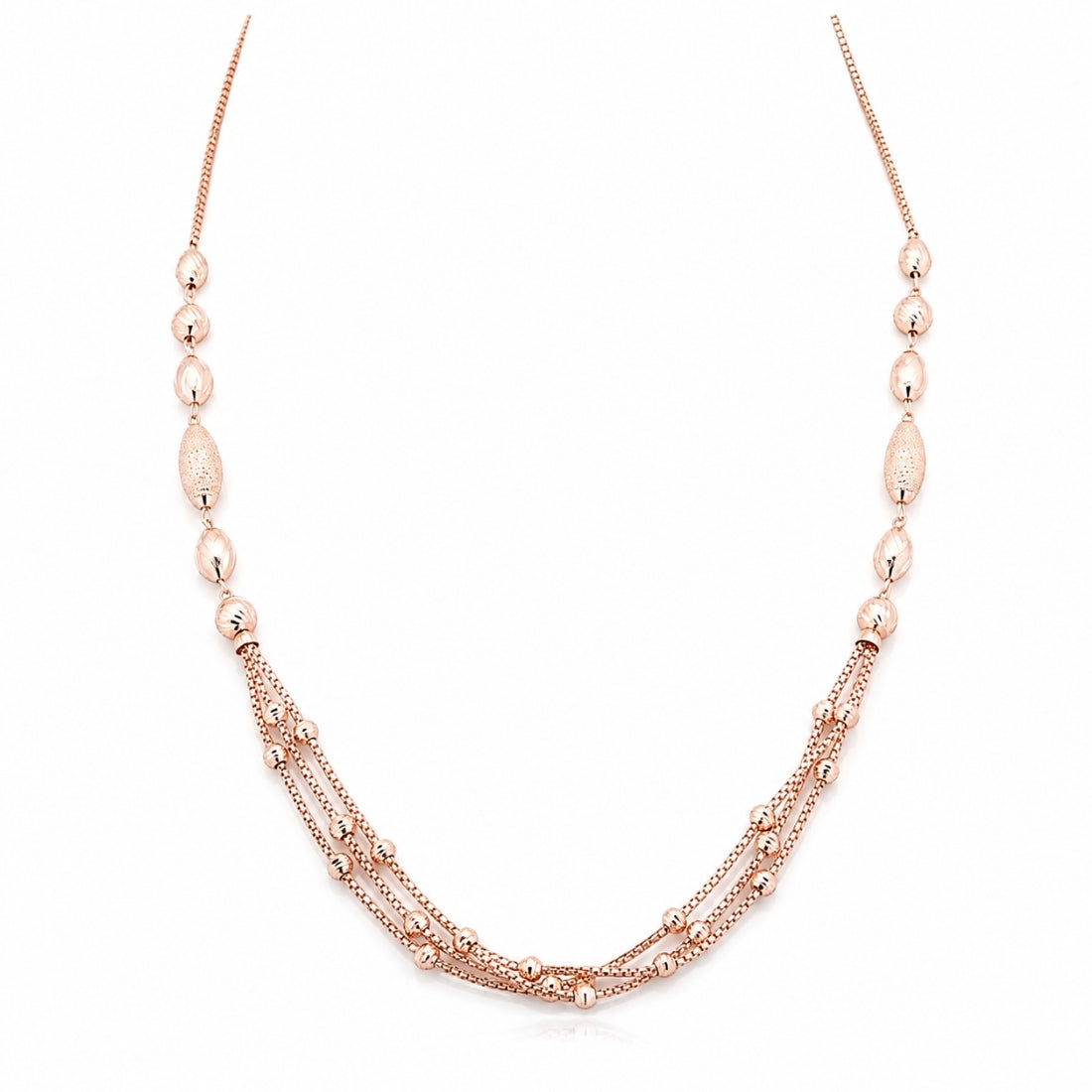 The Aura Rose Multi-Strand Textured Bead Chain
