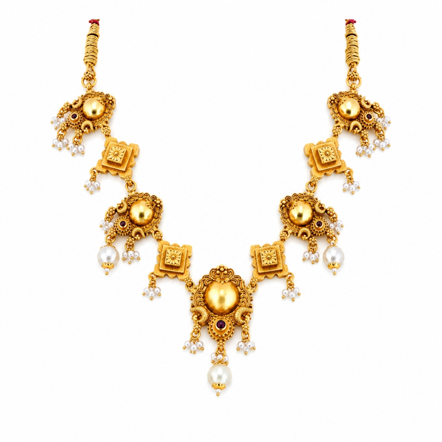 The Trayi Goba Nakshi 925 Silver Gold Plated Necklace