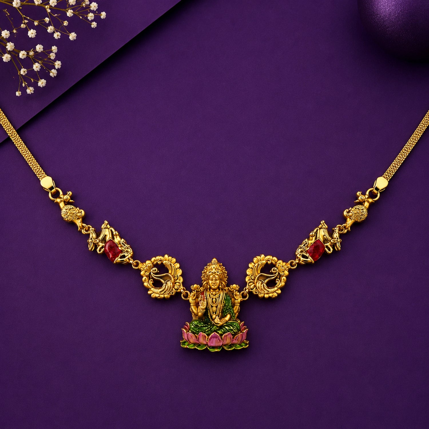 The Gaja Lakshmi Padmasana Silver Choker