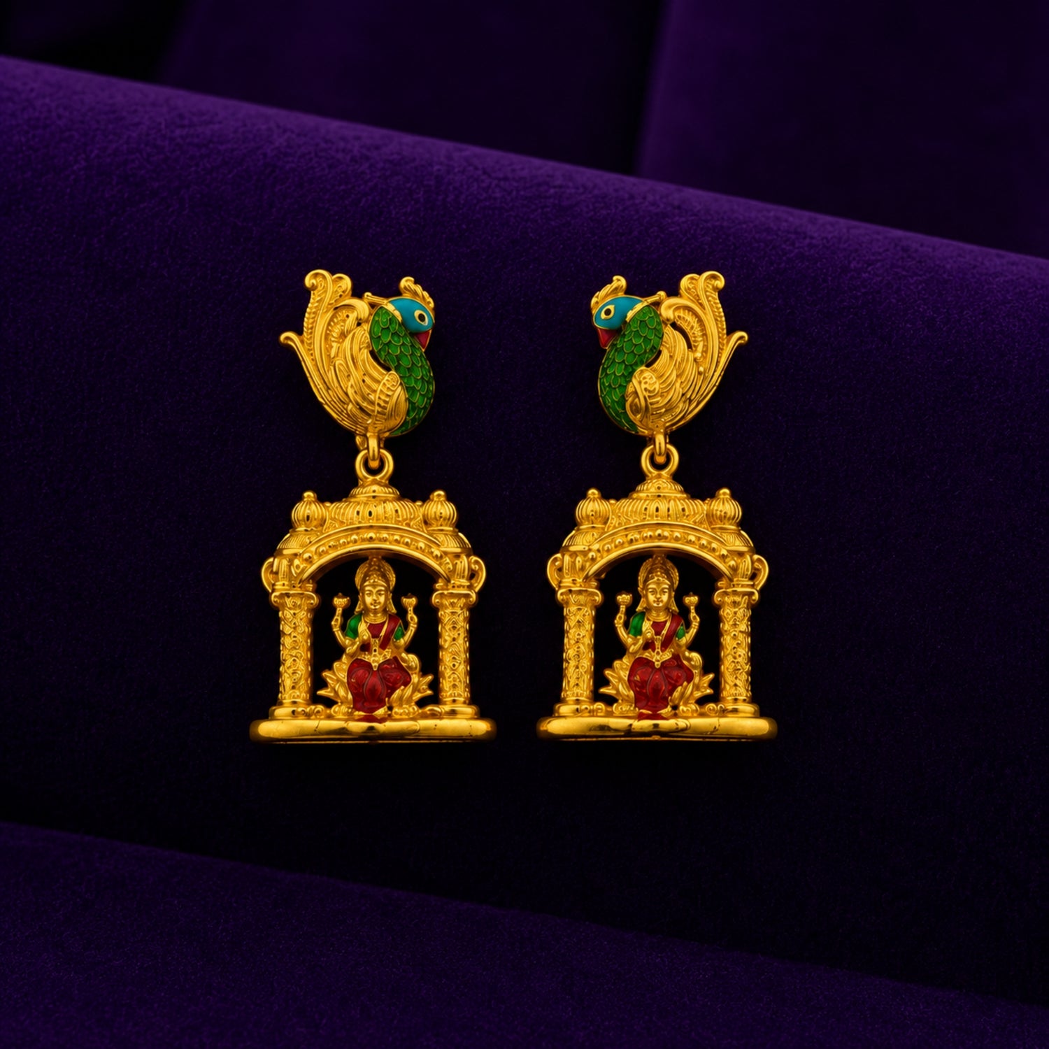 The Mayur Lakshmi Prabhavali Gold Polish 925 Silver Jhumka