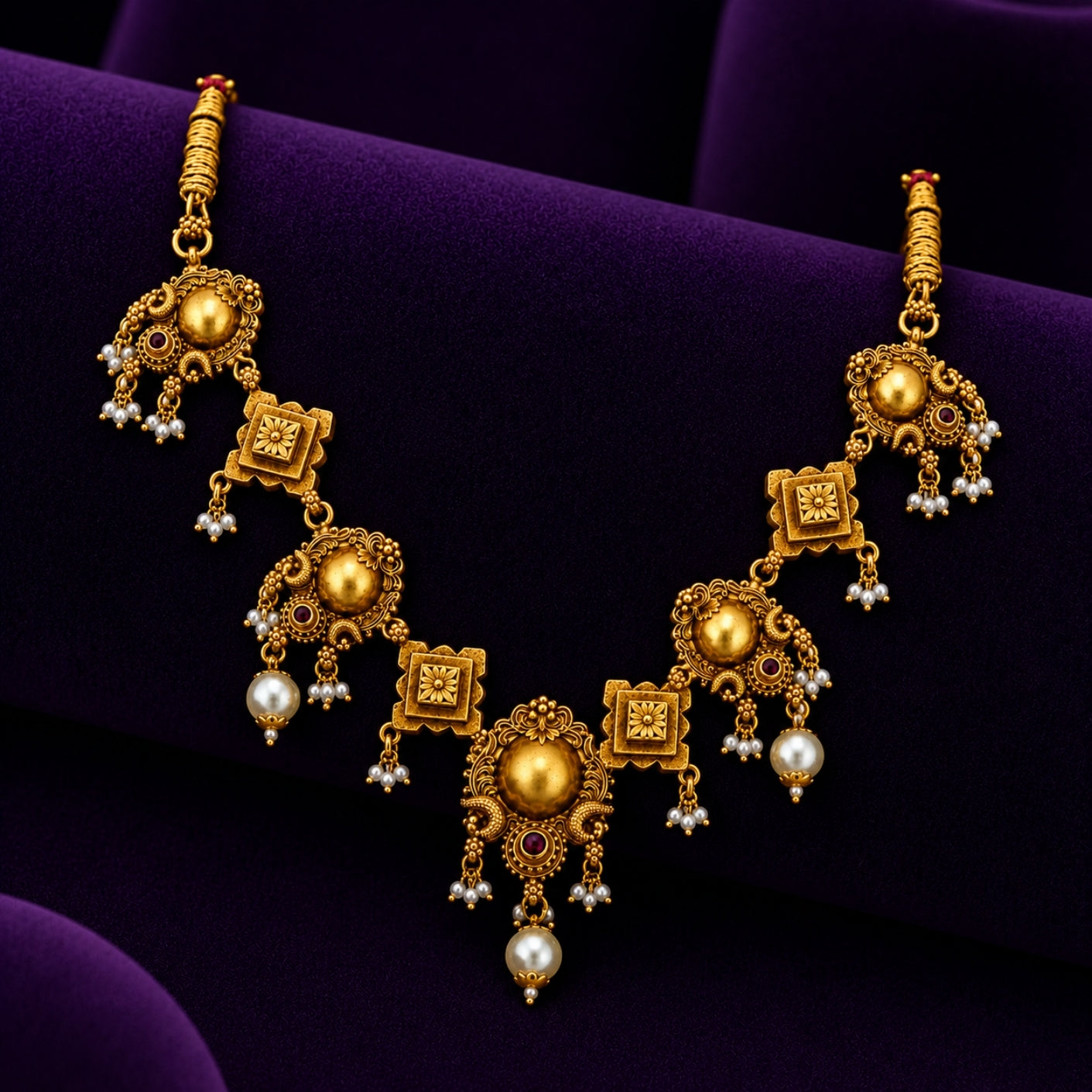 The Trayi Goba Nakshi 925 Silver Gold Plated Necklace