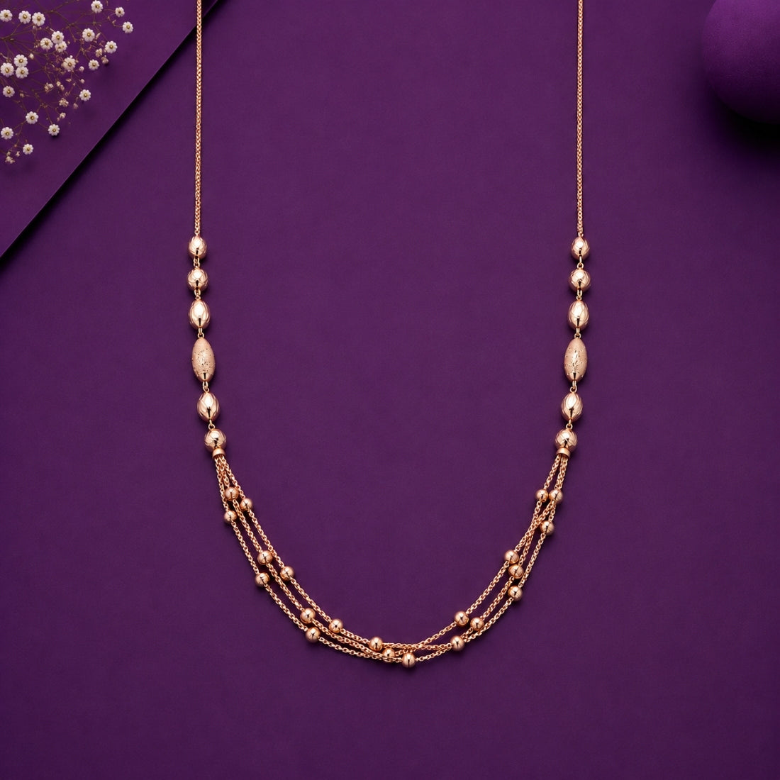 The Aura Rose Multi-Strand Textured Bead Chain