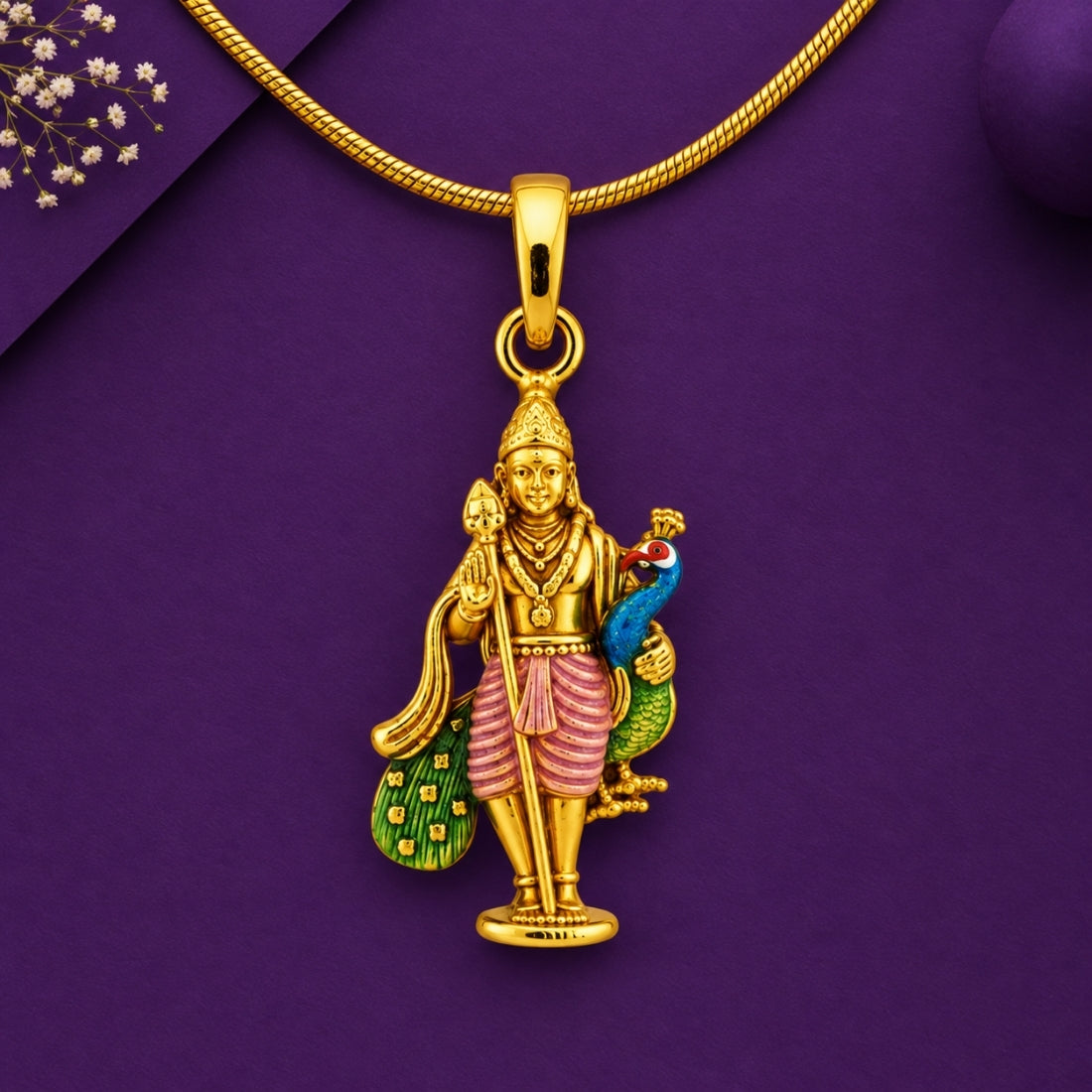 The Standing Murugan Peacock Companion Pendant