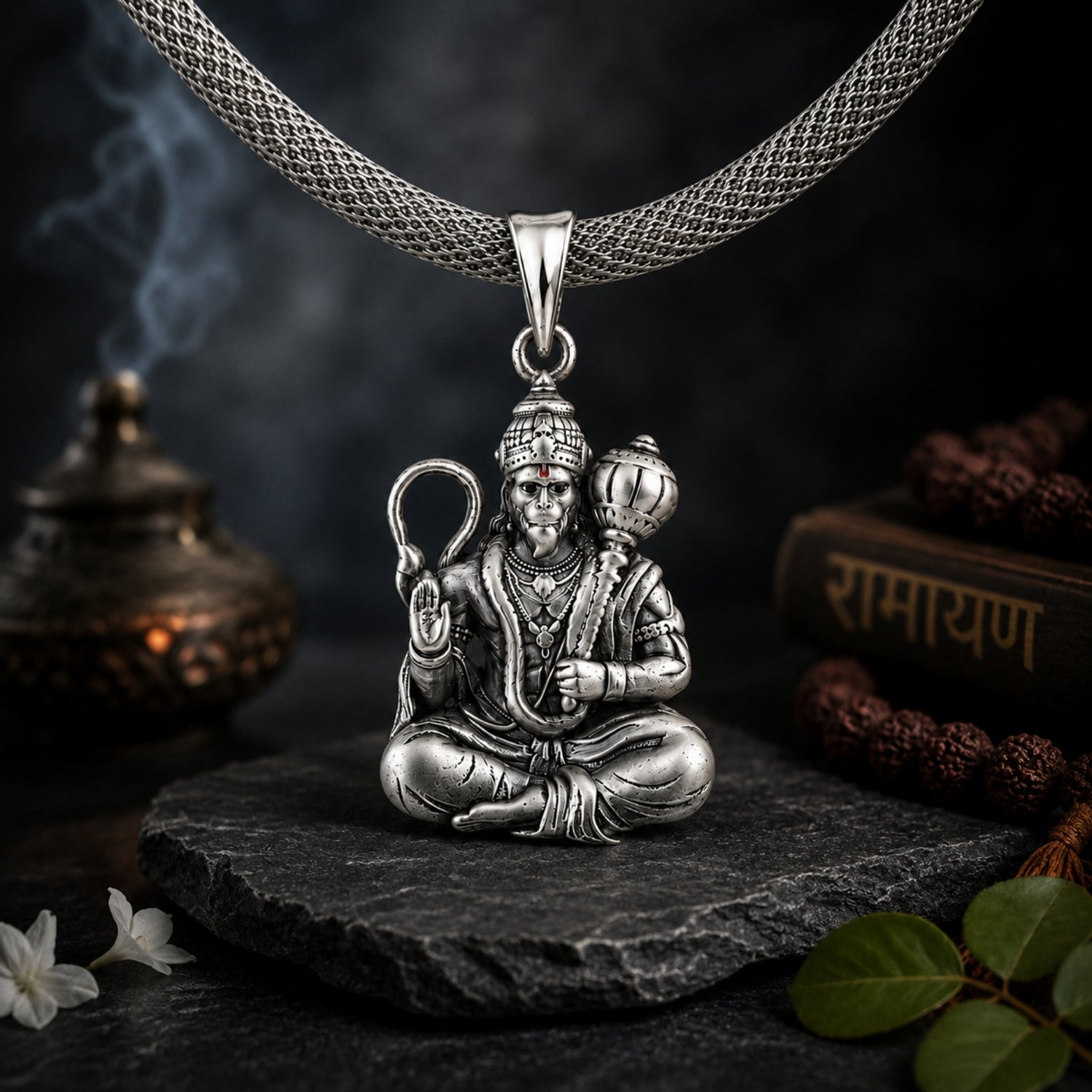 The Veer Hanuman  925 Sterling Silver Lord Hanuman Pendant
