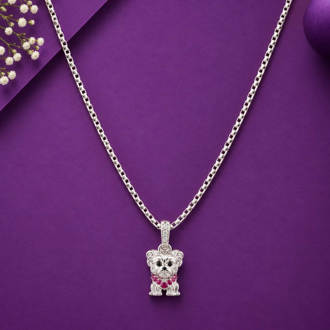 Dainty Diamond-Cut Puppy 925 Silver Chain