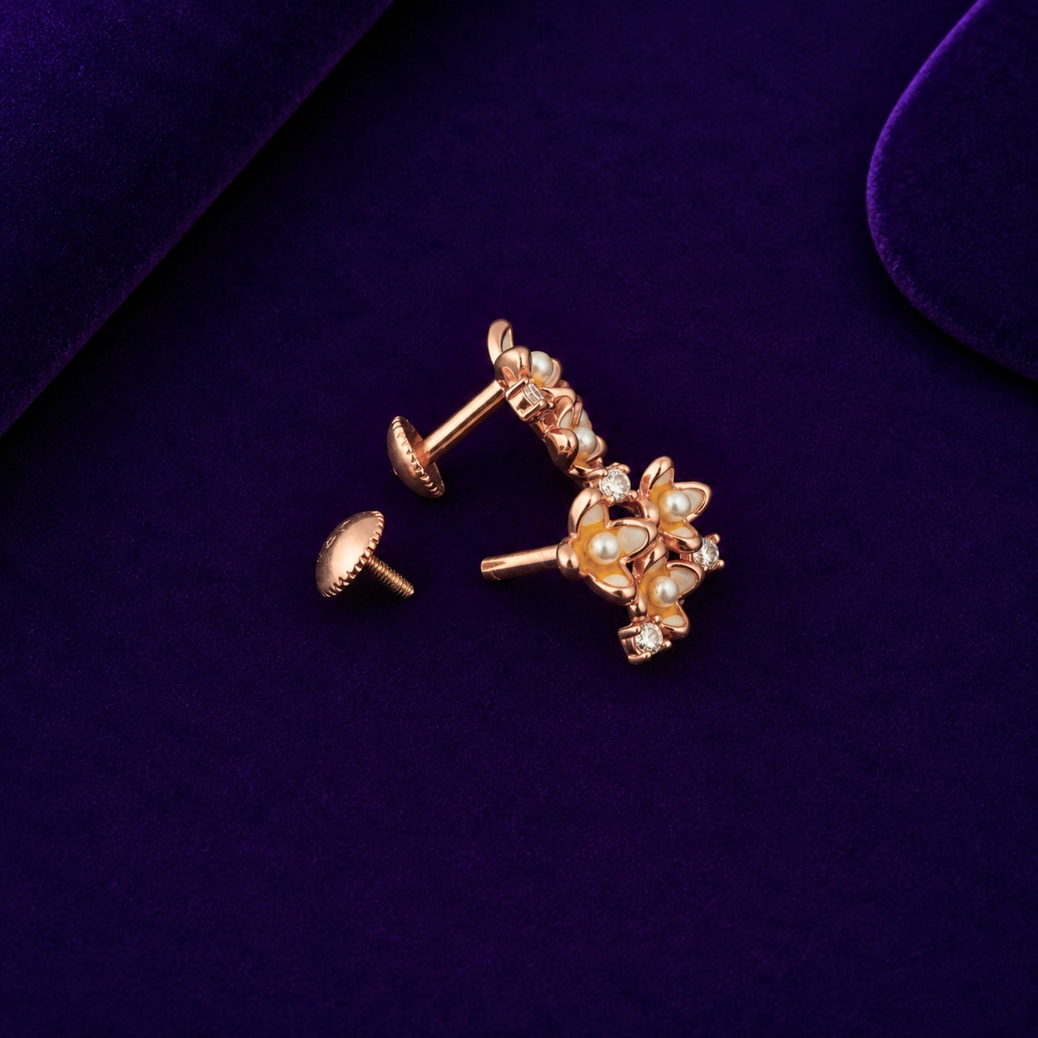 Golden Blossom Pearl Cluster  925 silver Studs