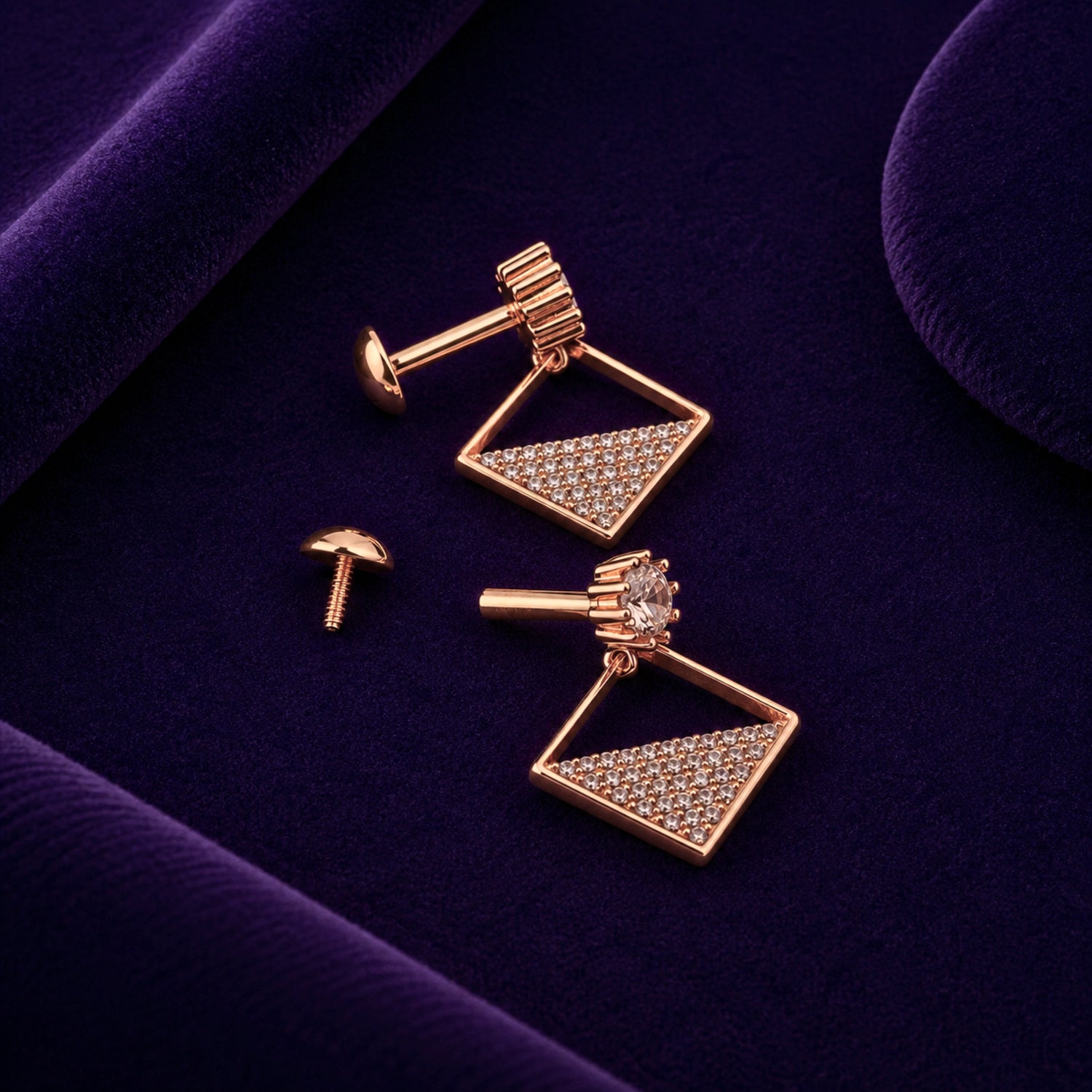 The Geometric Luminary 925 Silver Drop Studs