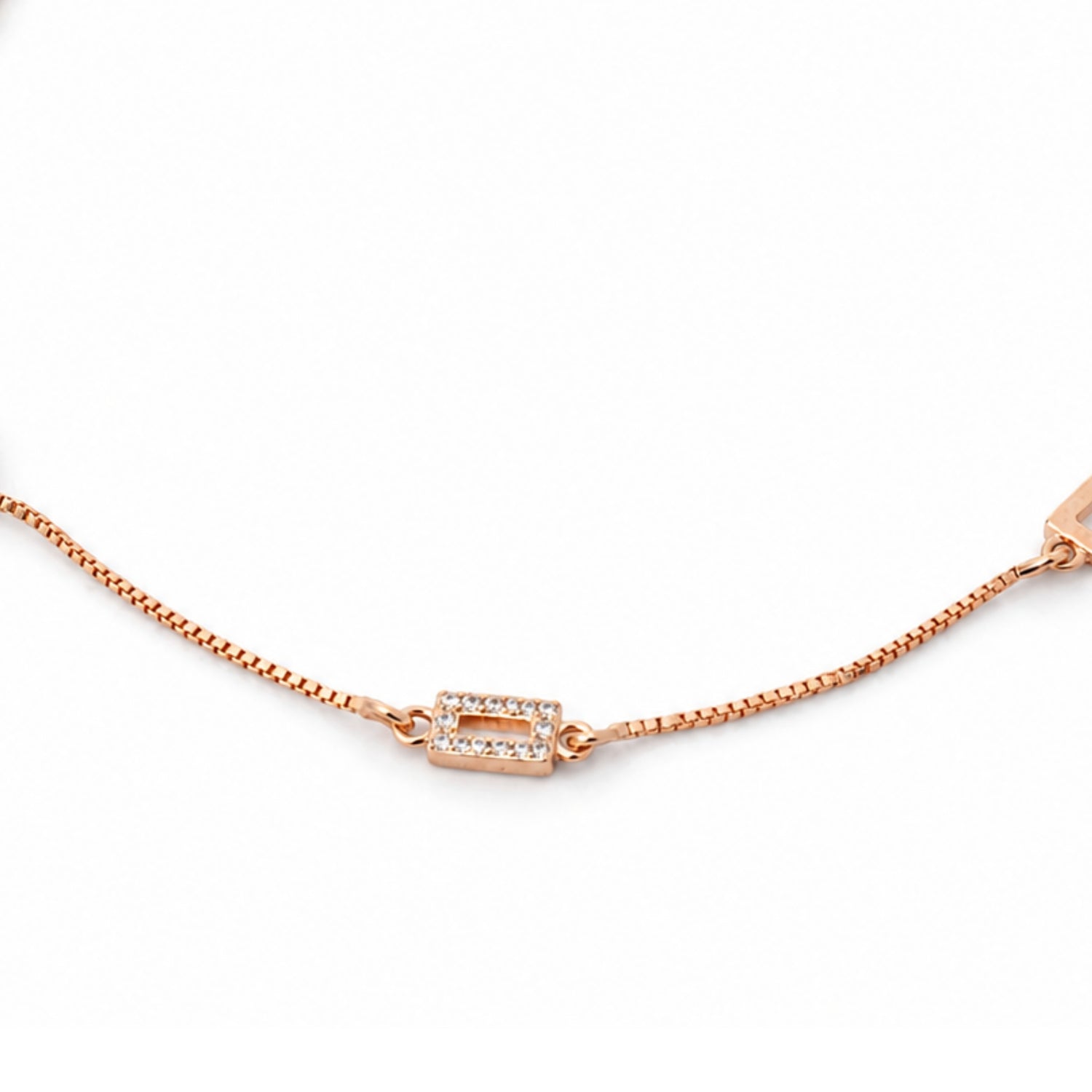 Heartfelt Radiance Rose Gold Plated CZ Sterling Silver Anklet