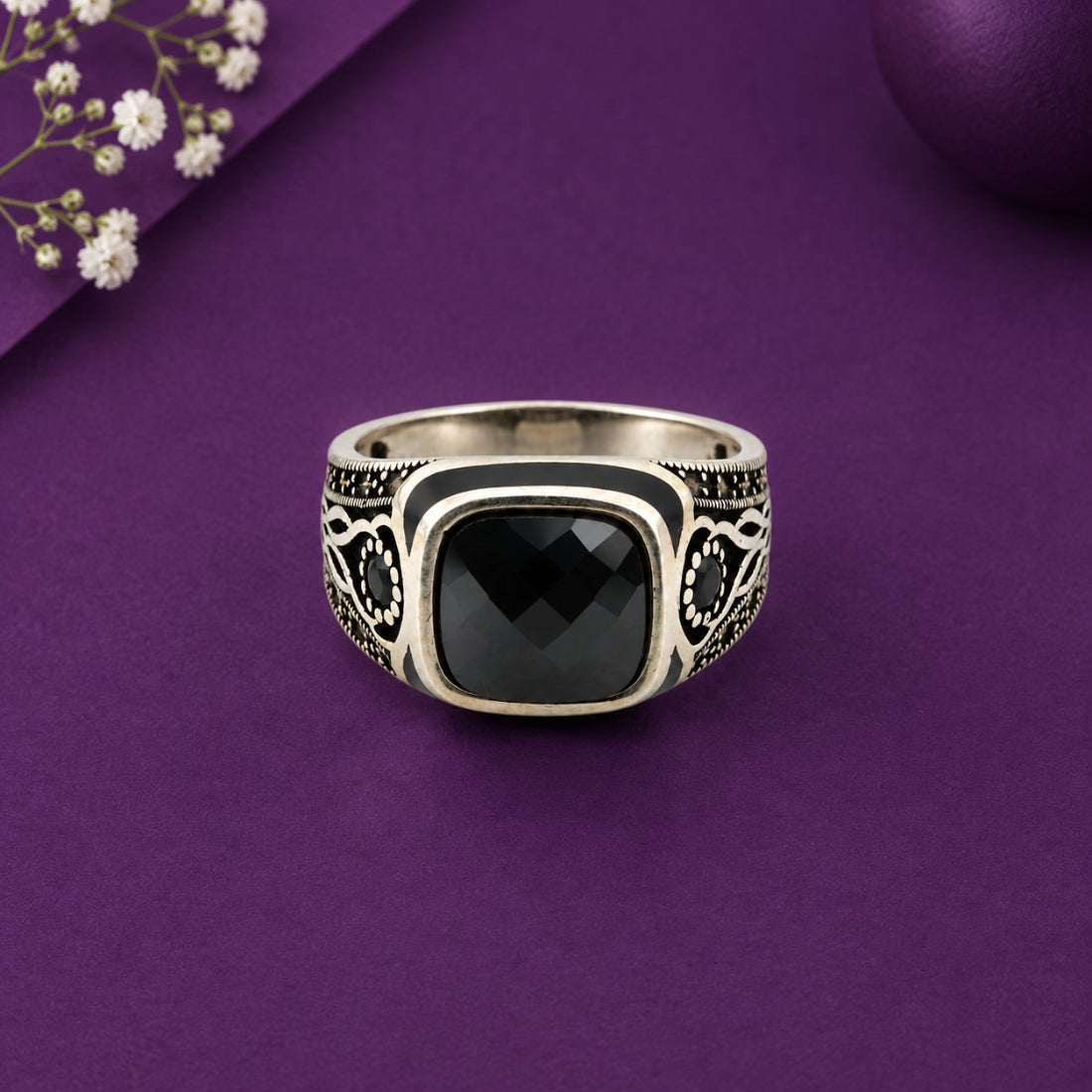 The Ottoman Eclipse Faceted Onyx Ring
