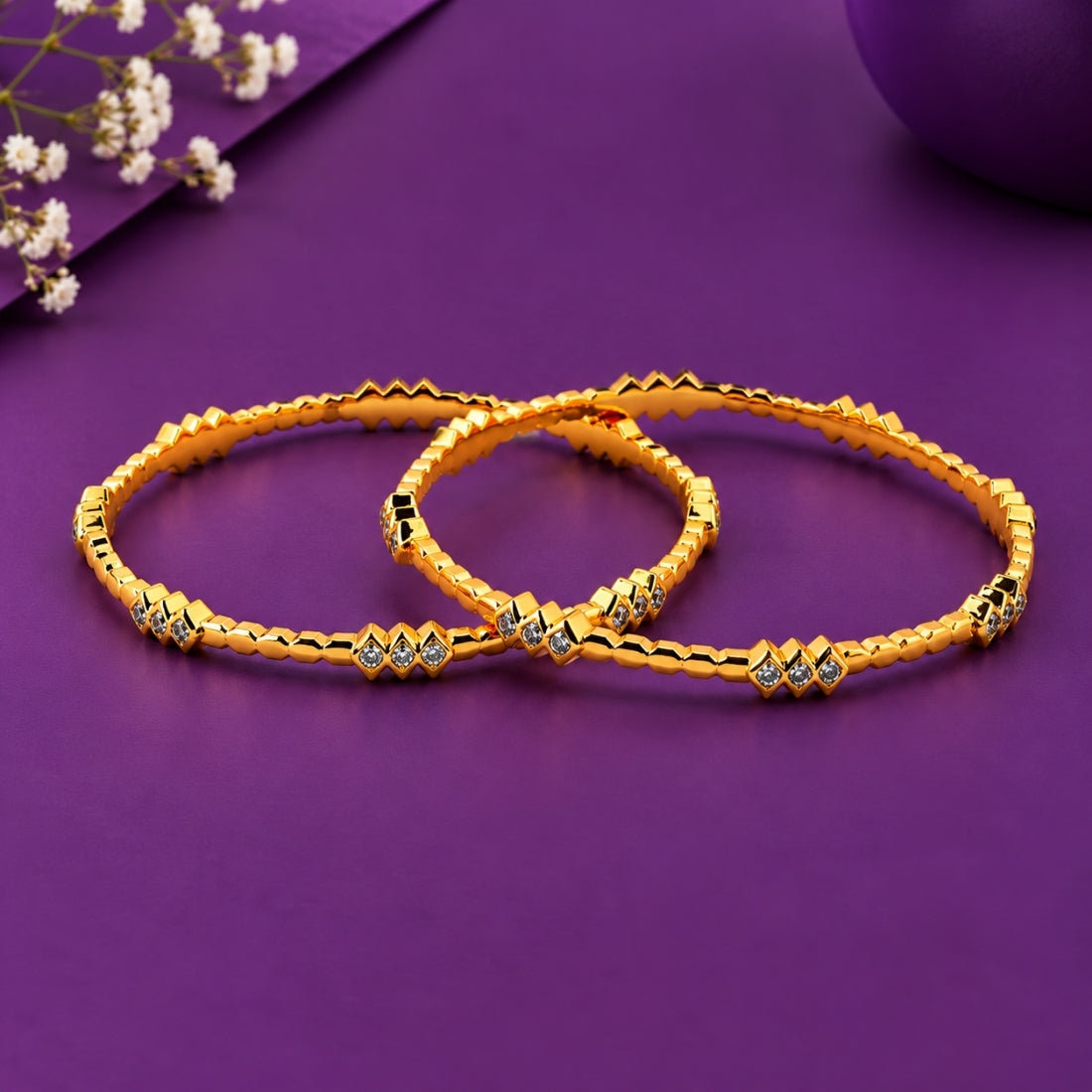 The Classic Radiance Twisted Rope Stackable Bangles (Set of 2 in 925 Sterling Silver with High-Shine Gold Polish)