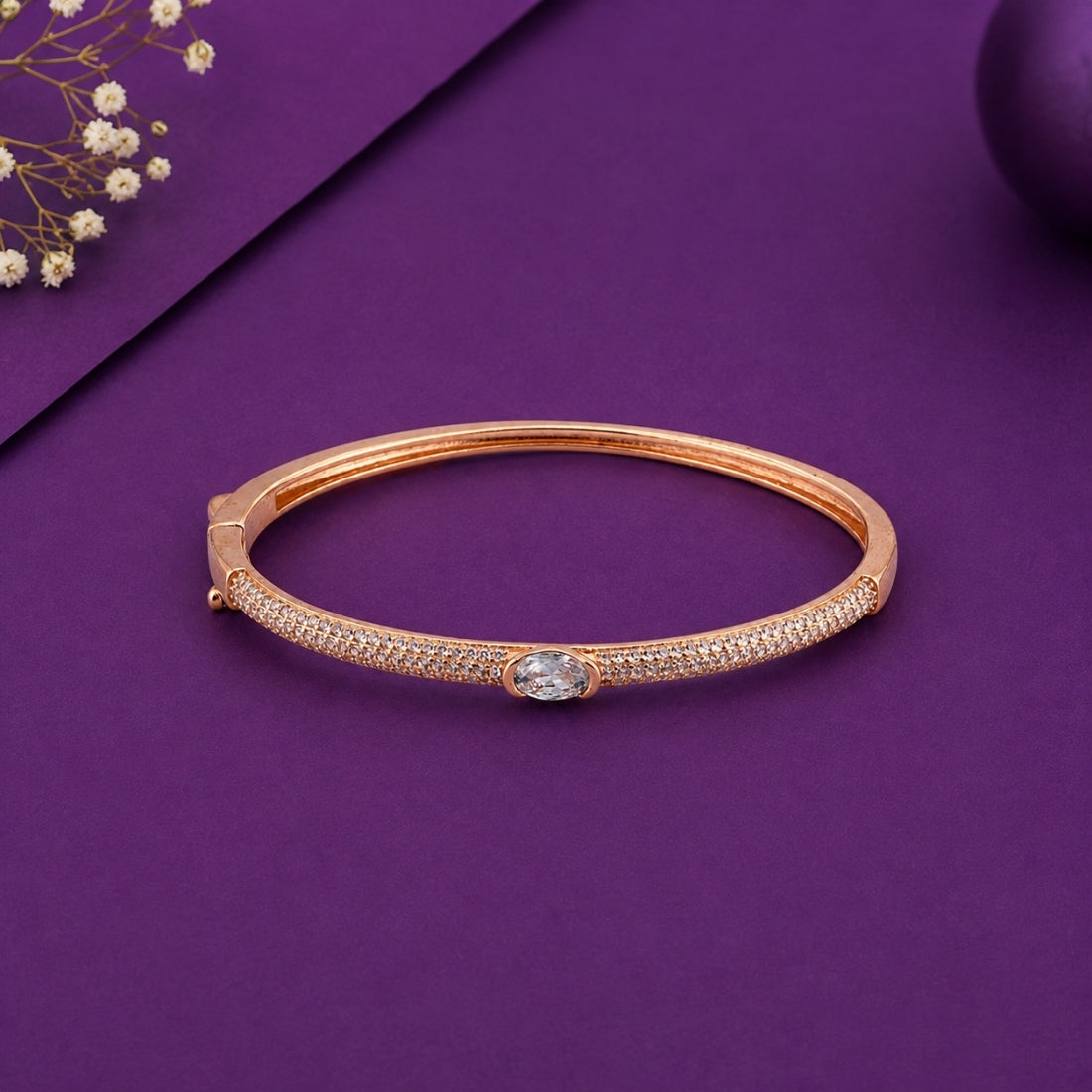 Imperial Solitaire Rose Gold Pavé Kada