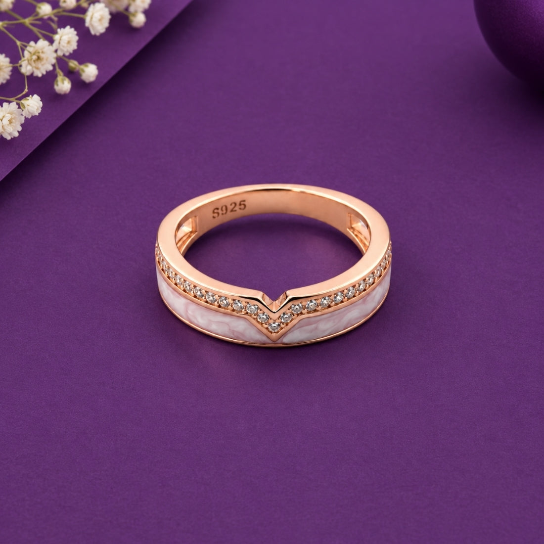 White Enamel & Pavé Wishbone 925 Silver