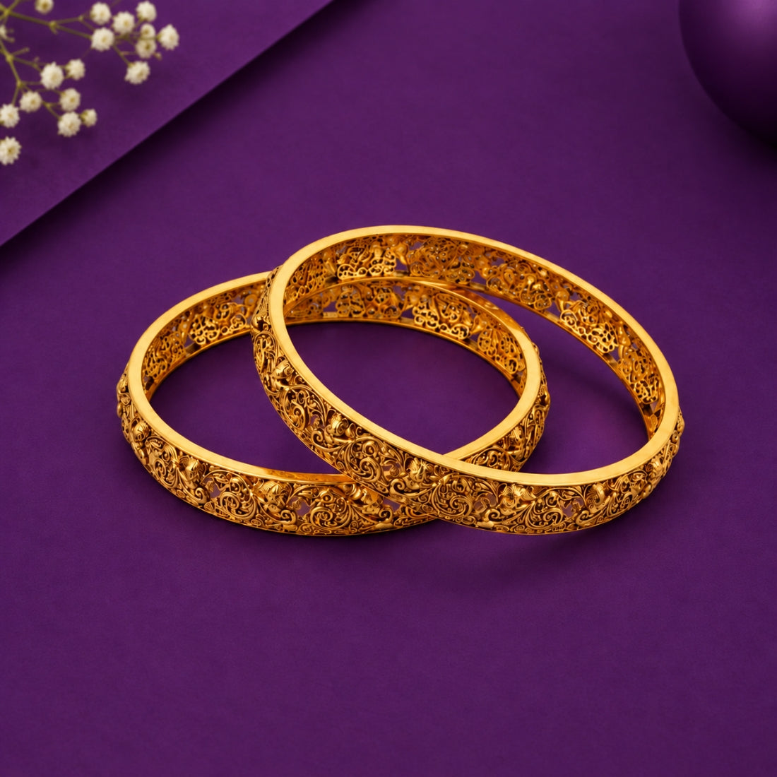 The Pushpa Jaali 925 Silver Gold Plated Bangles