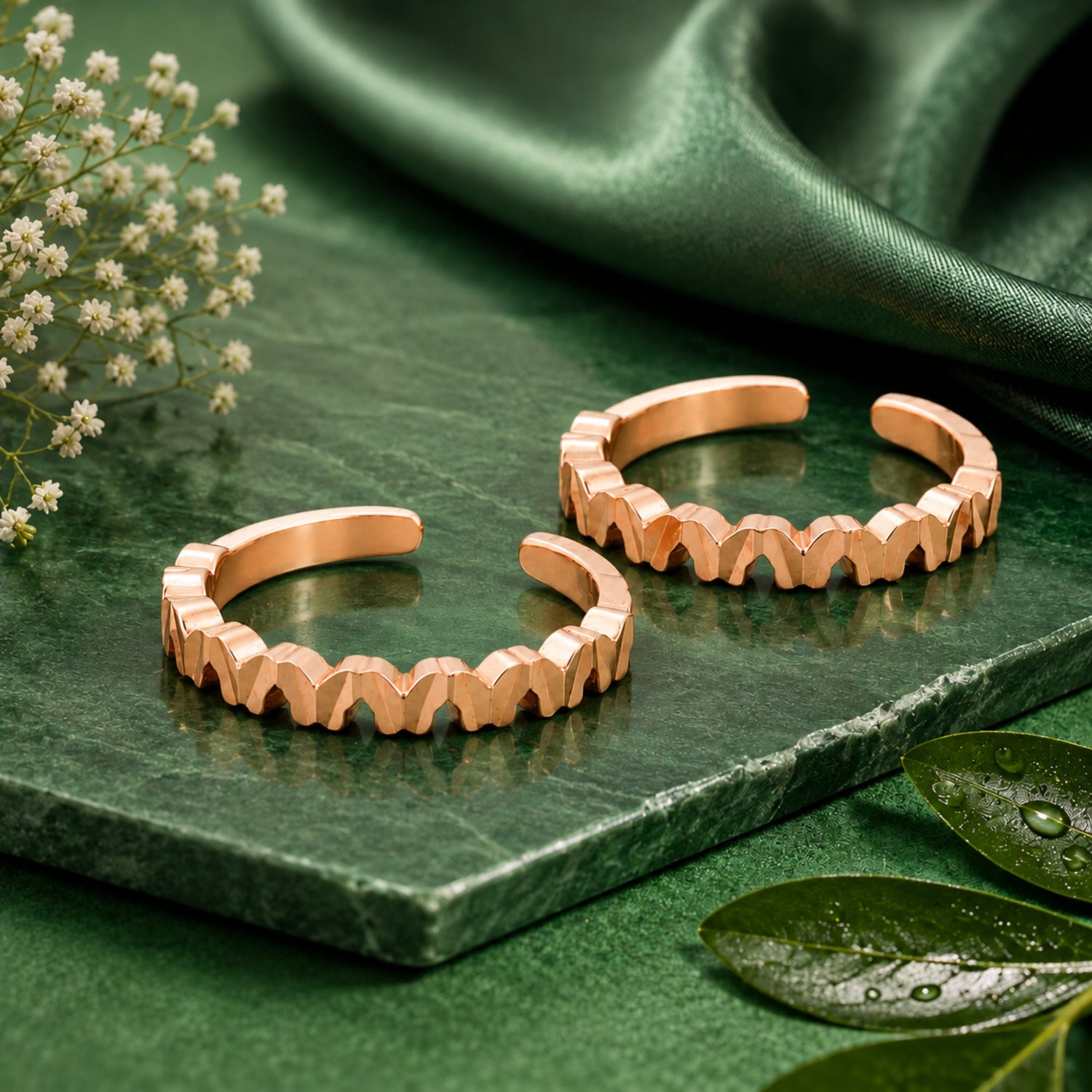 Fluttering Monarch Butterfly Rose Gold Adjustable Toe Rings